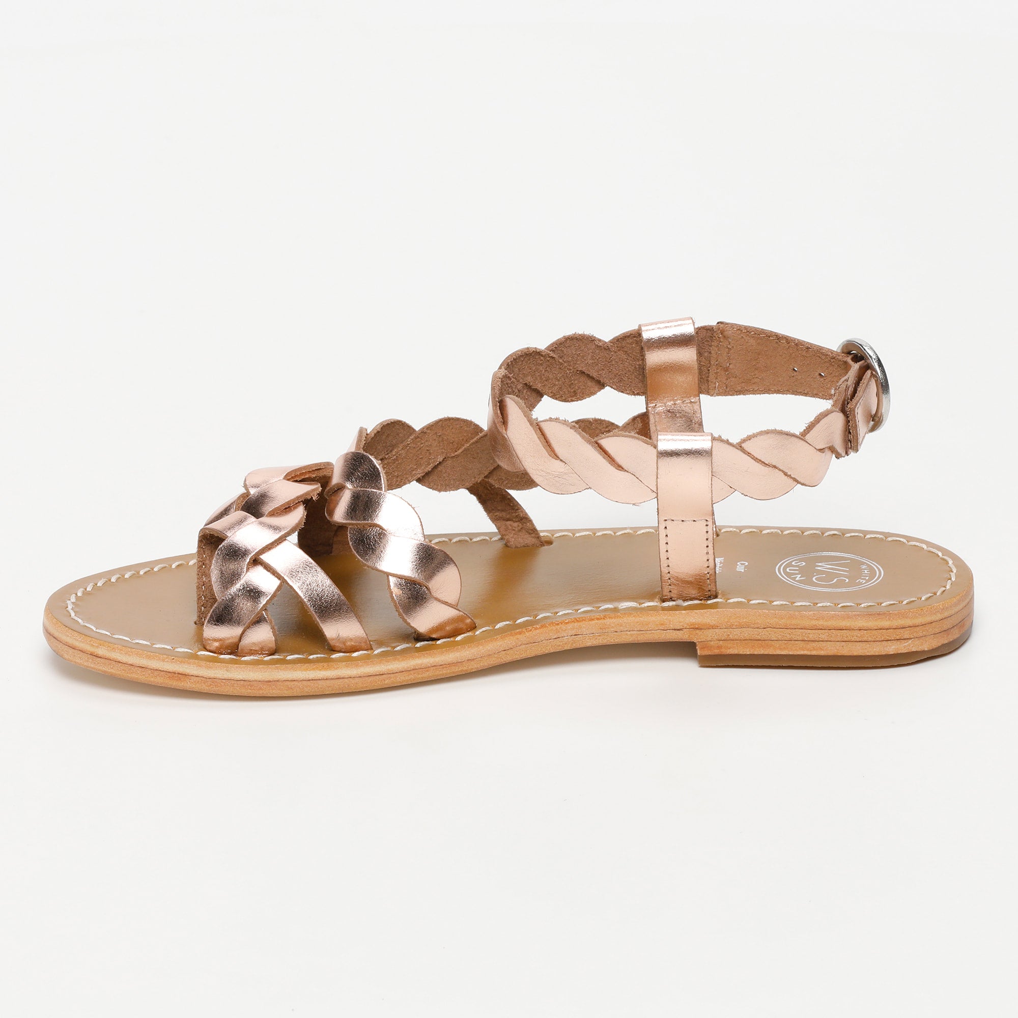 ALAMOSA sandales entre doigt en cuir or rose