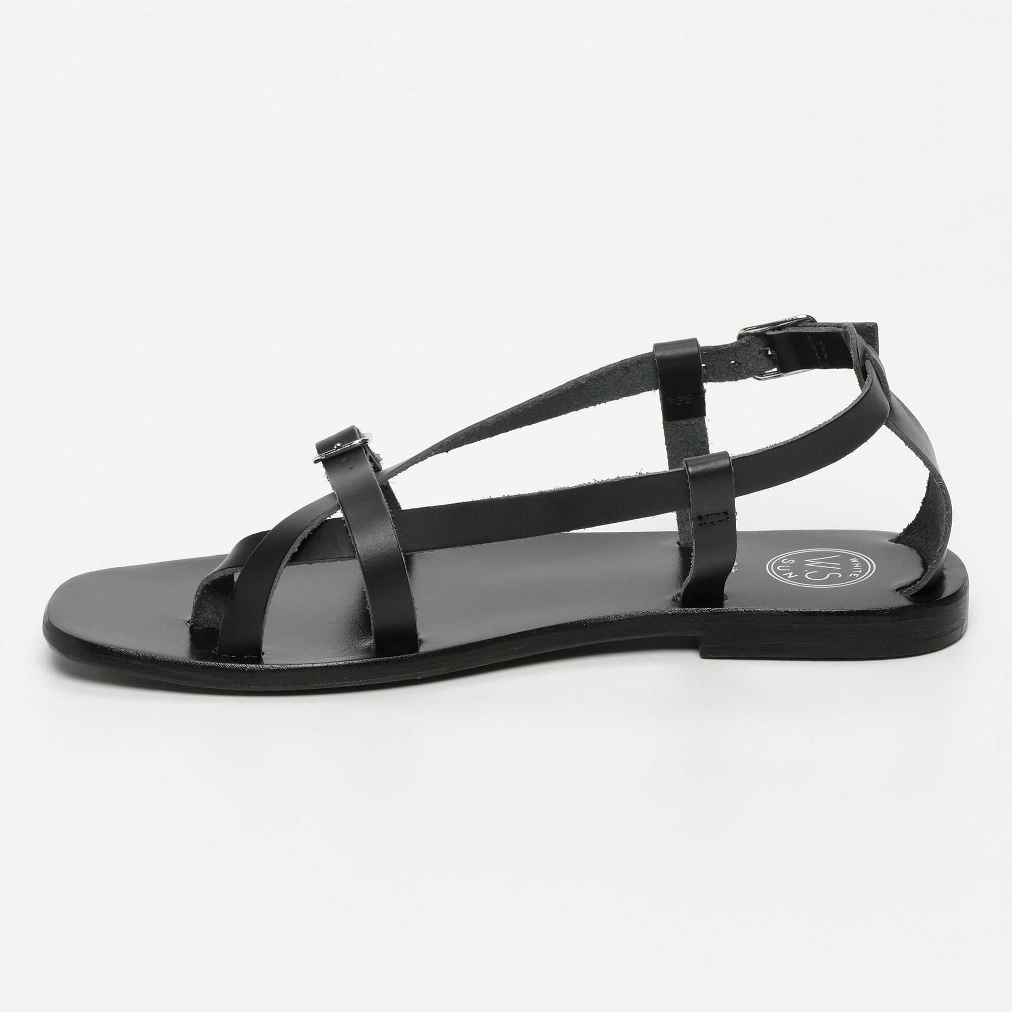 IDALIA sandales entre doigt en cuir noir