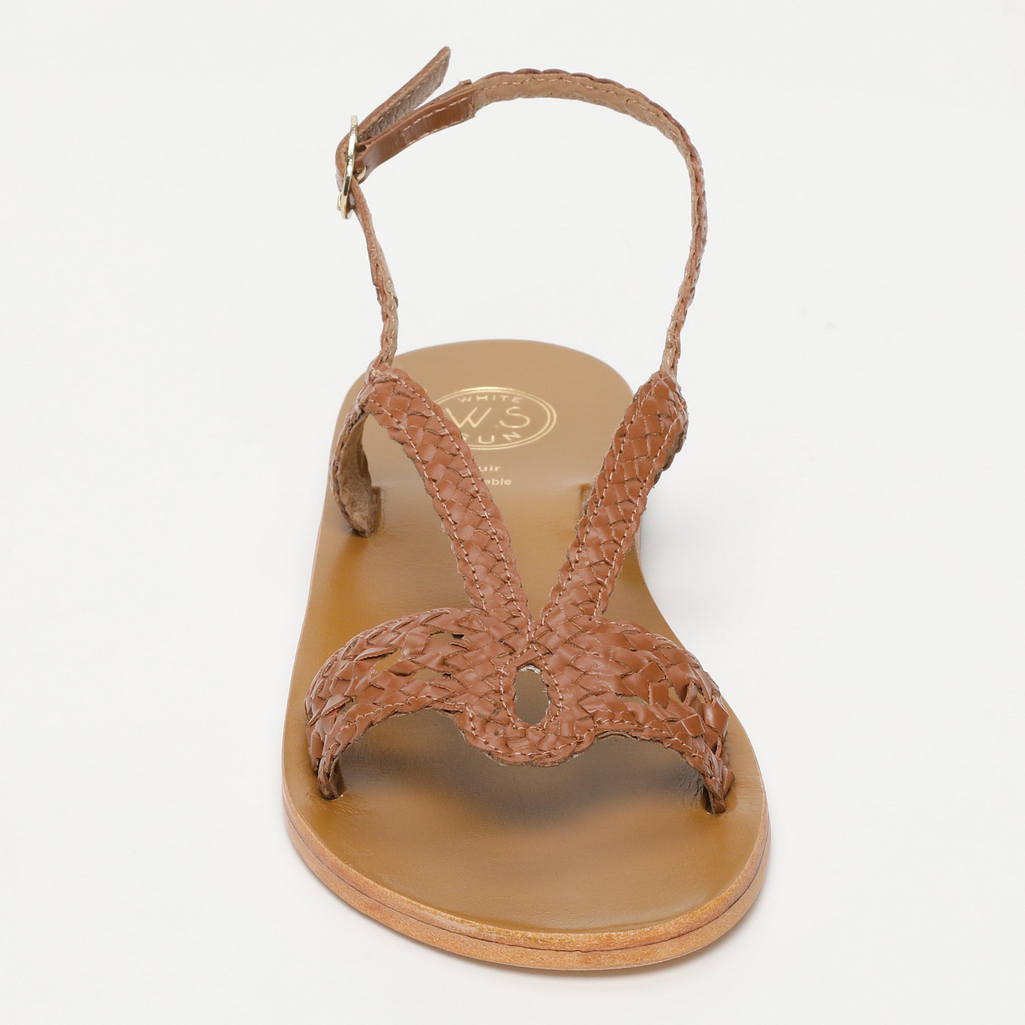 KATY sandales tresse en cuir camel