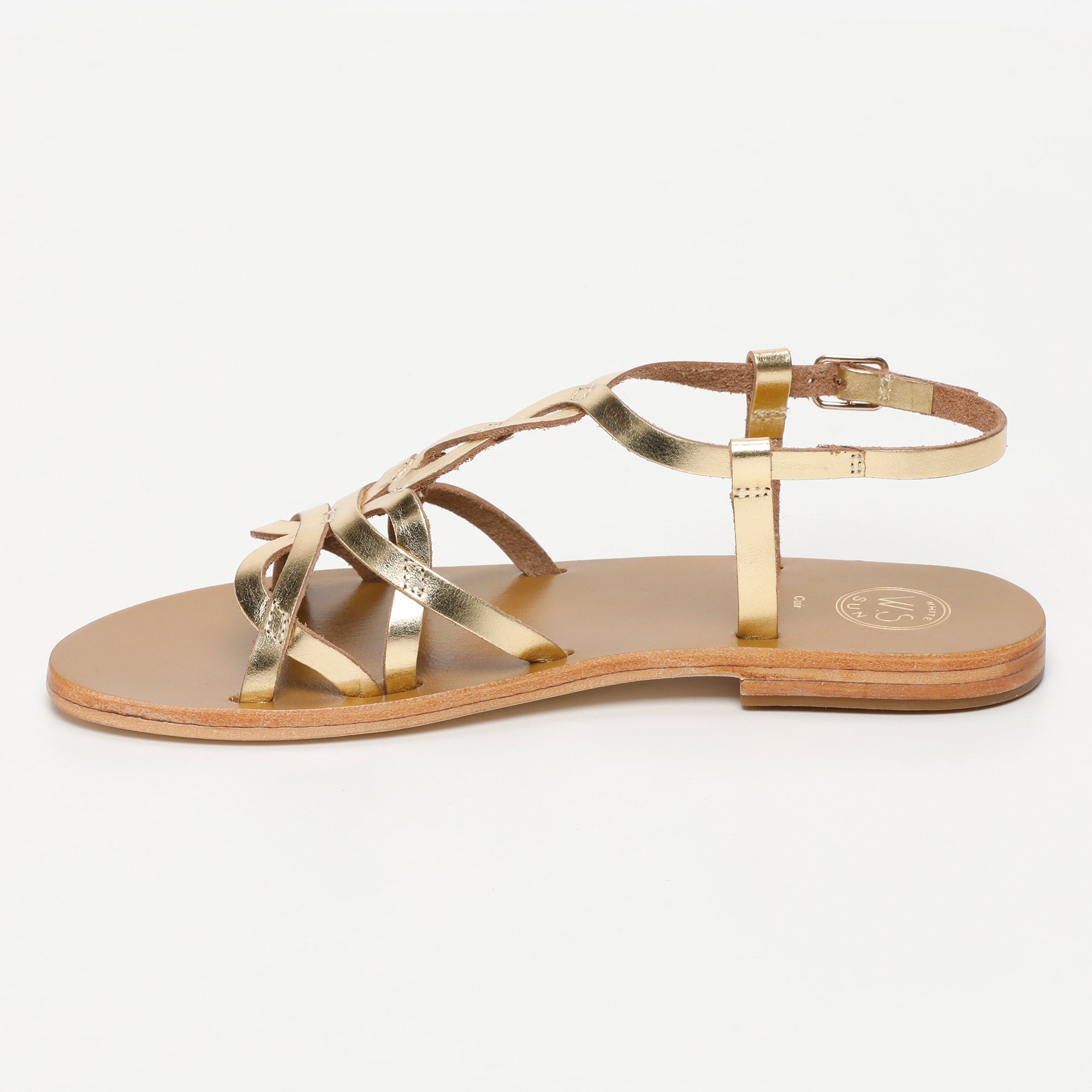MARLENA sandales en cuir or foncé
