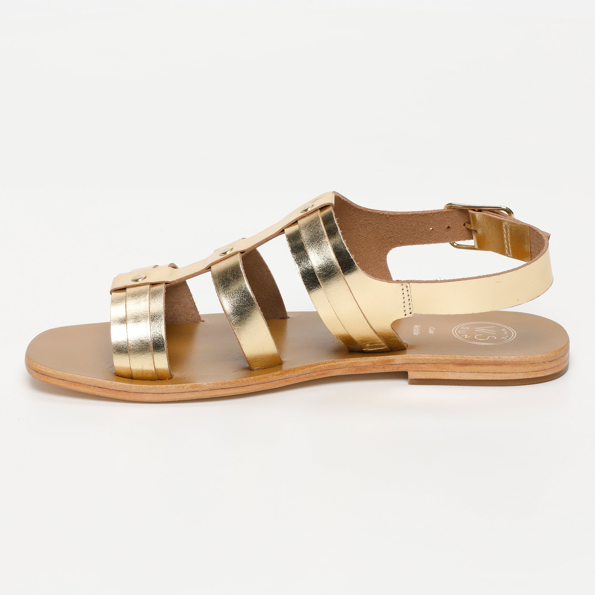 LIROLA sandales spartiates en cuir or foncé