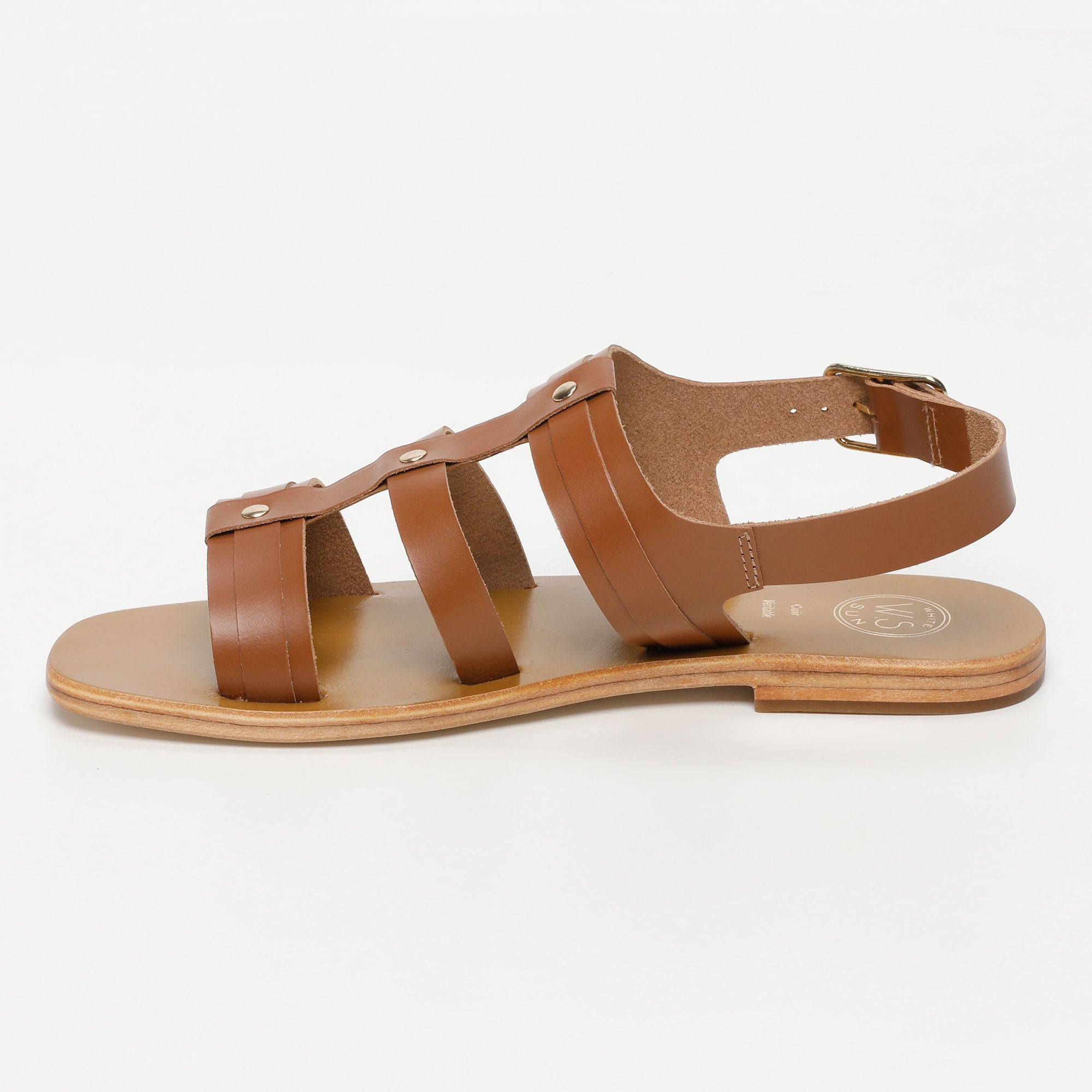 LIROLA sandales spartiates en cuir camel