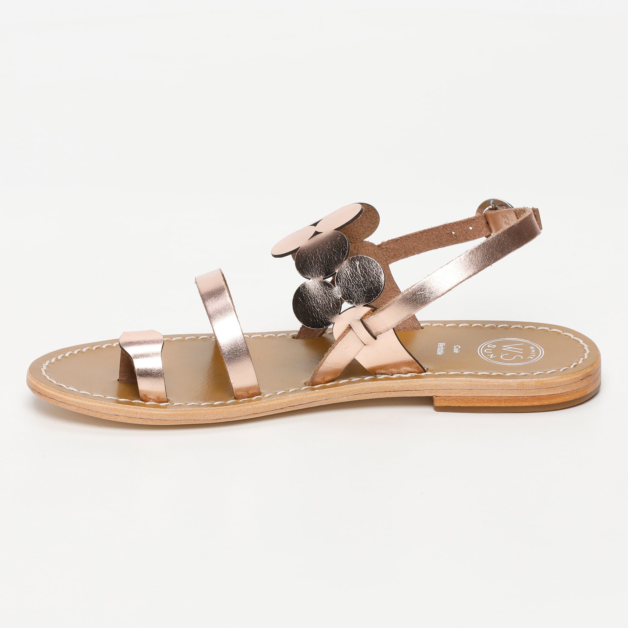 ALCUDIA sandales entre doigt fantaisie en cuir or rose
