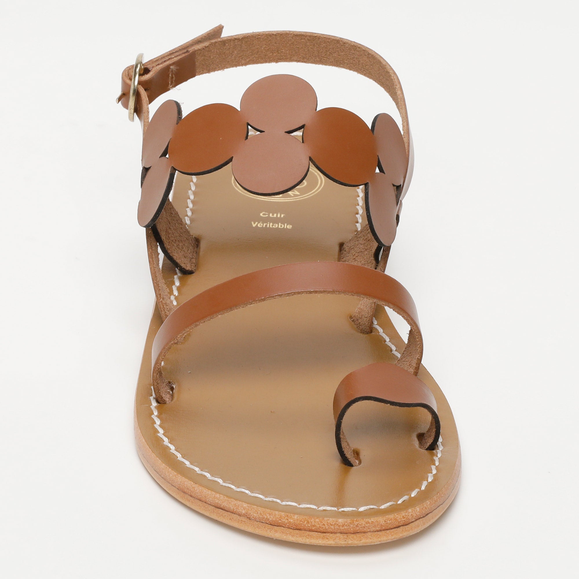 ALCUDIA sandales entre doigt fantaisie en cuir camel