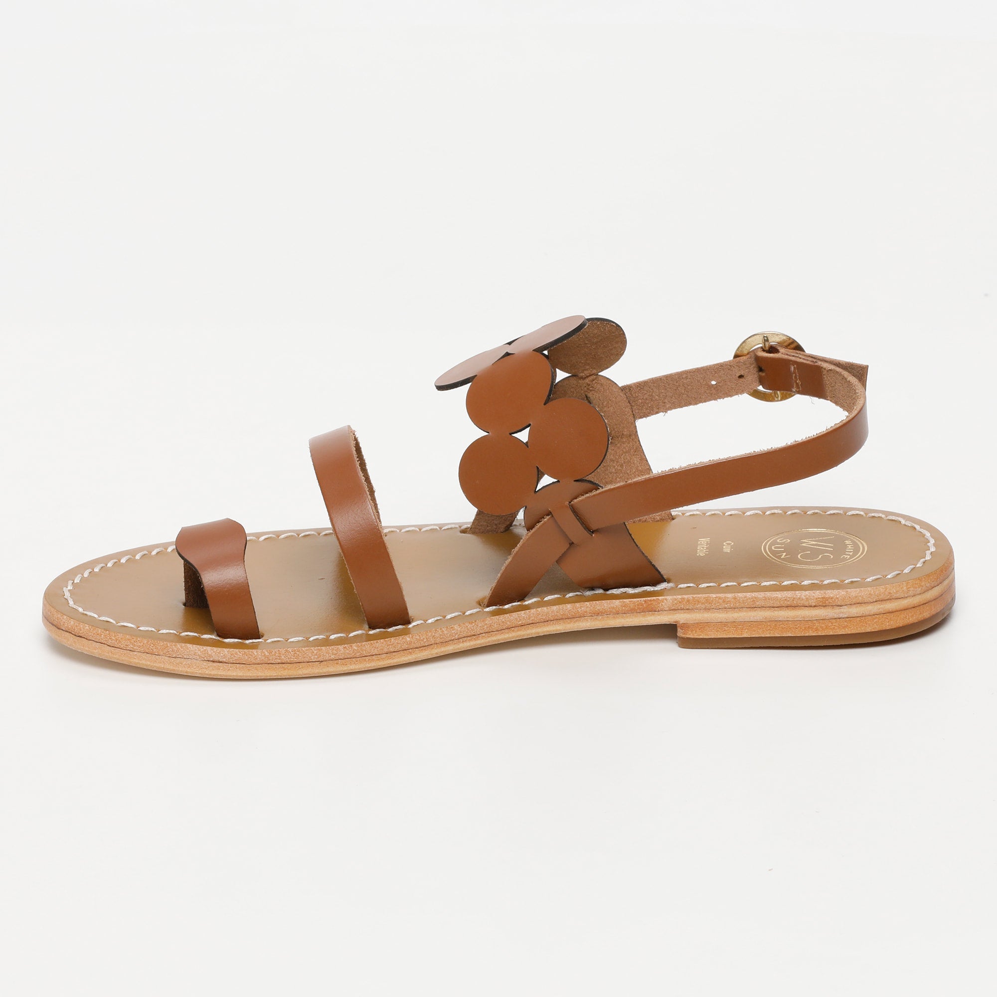 ALCUDIA sandales entre doigt fantaisie en cuir camel
