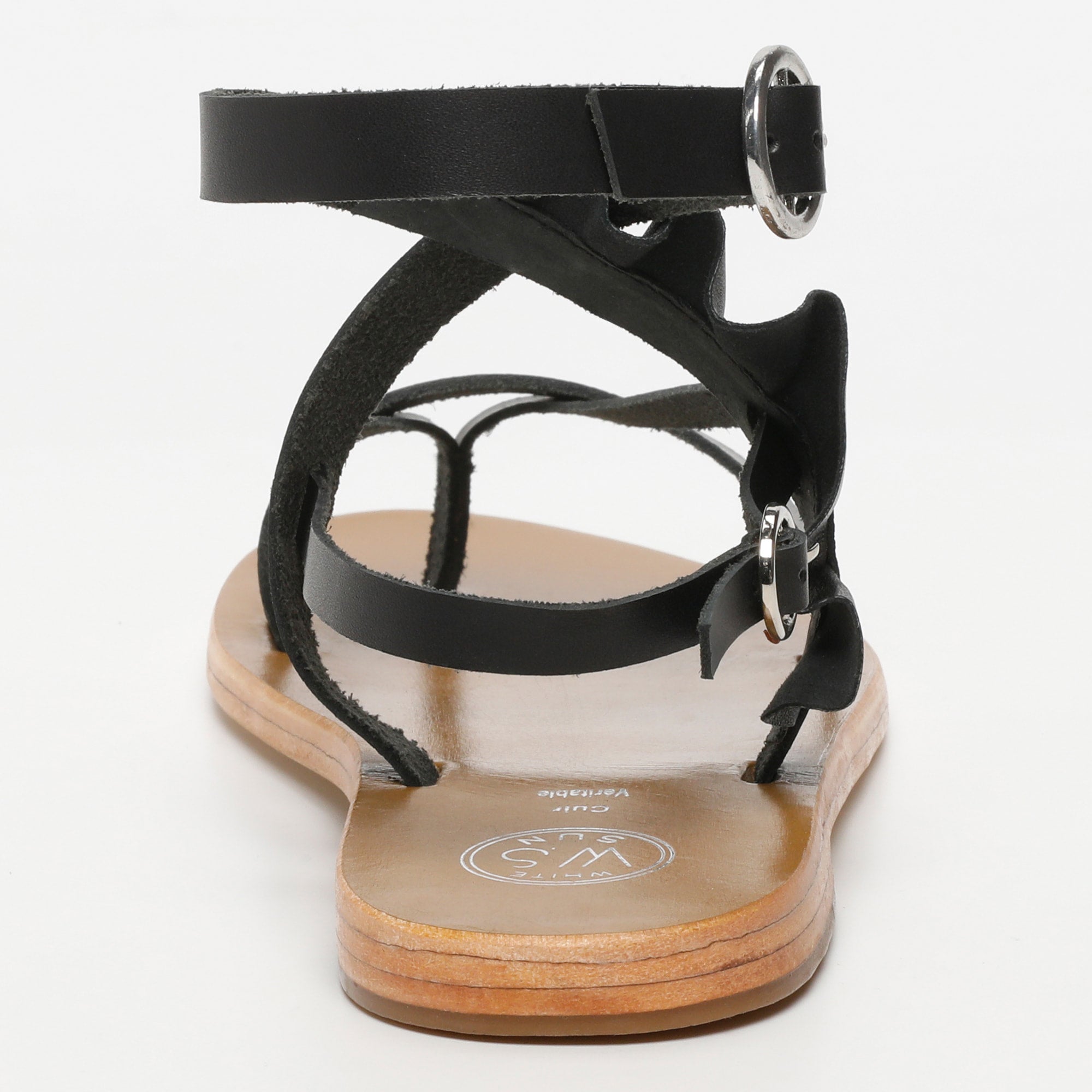 EVORA sandales entre doigt en cuir noir