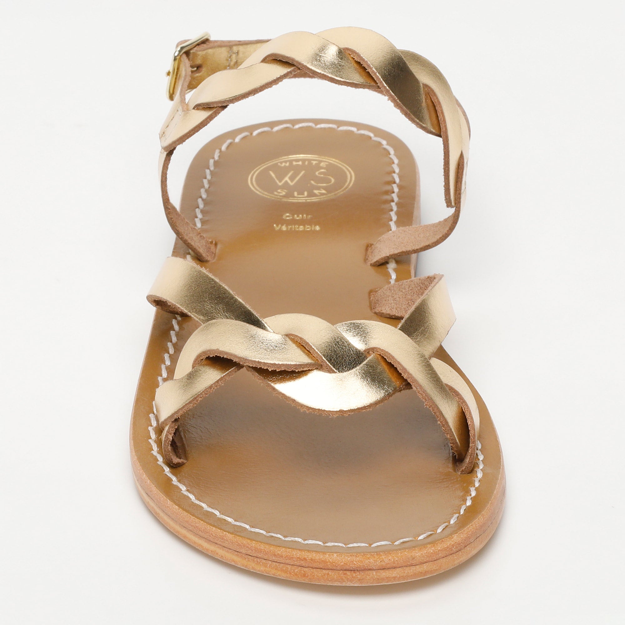 FARO sandales en cuir or foncé