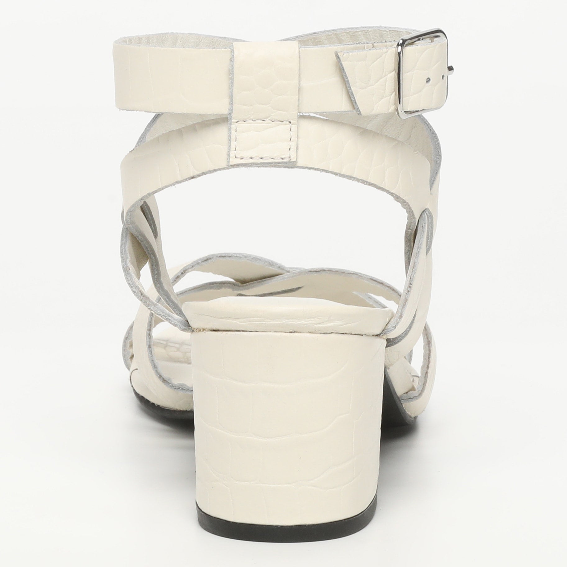 ANABA sandales talon en cuir croco blanc