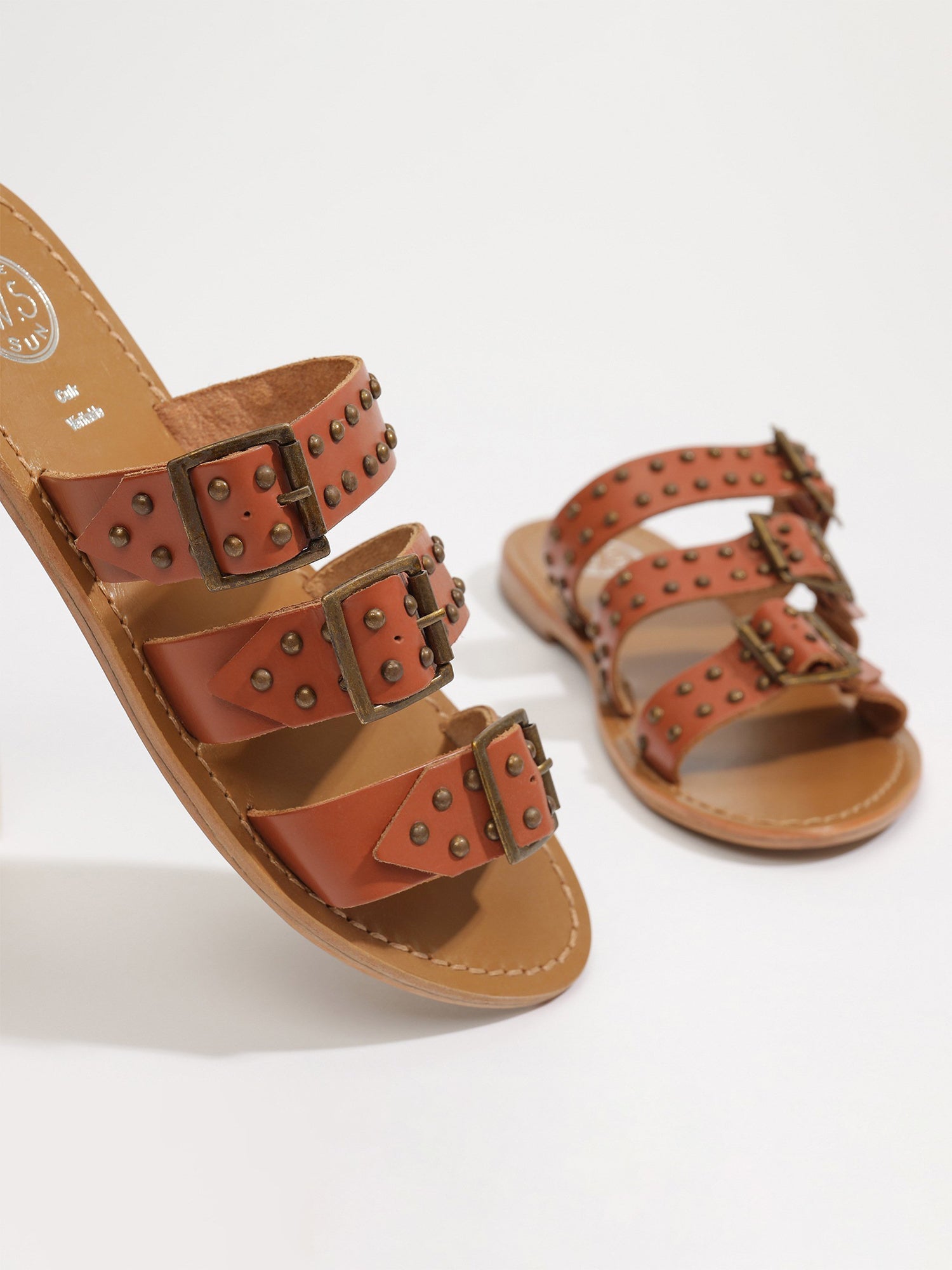 BALEAR mules en cuir camel