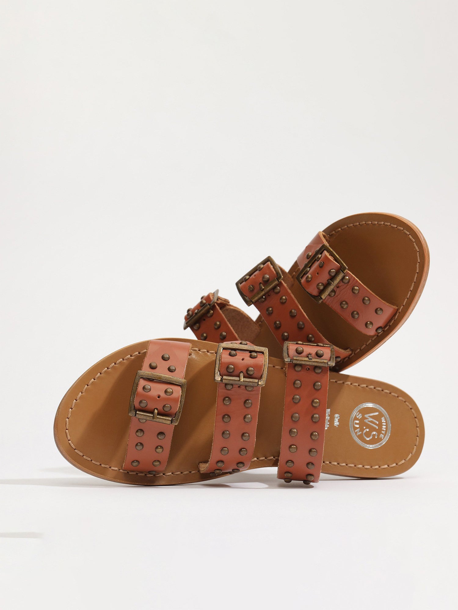 BALEAR mules en cuir camel