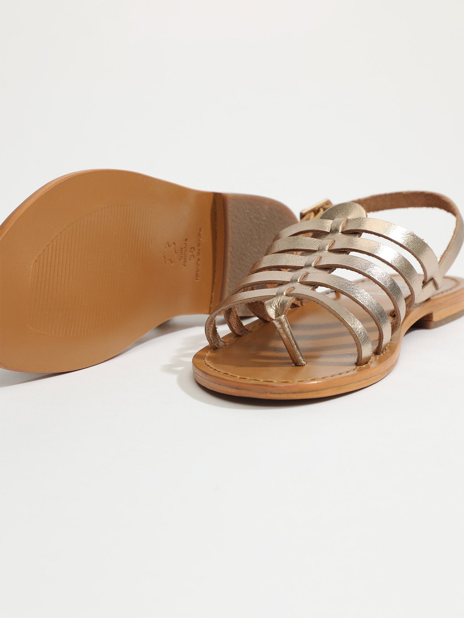 FUSINUS sandales spartiates en cuir or