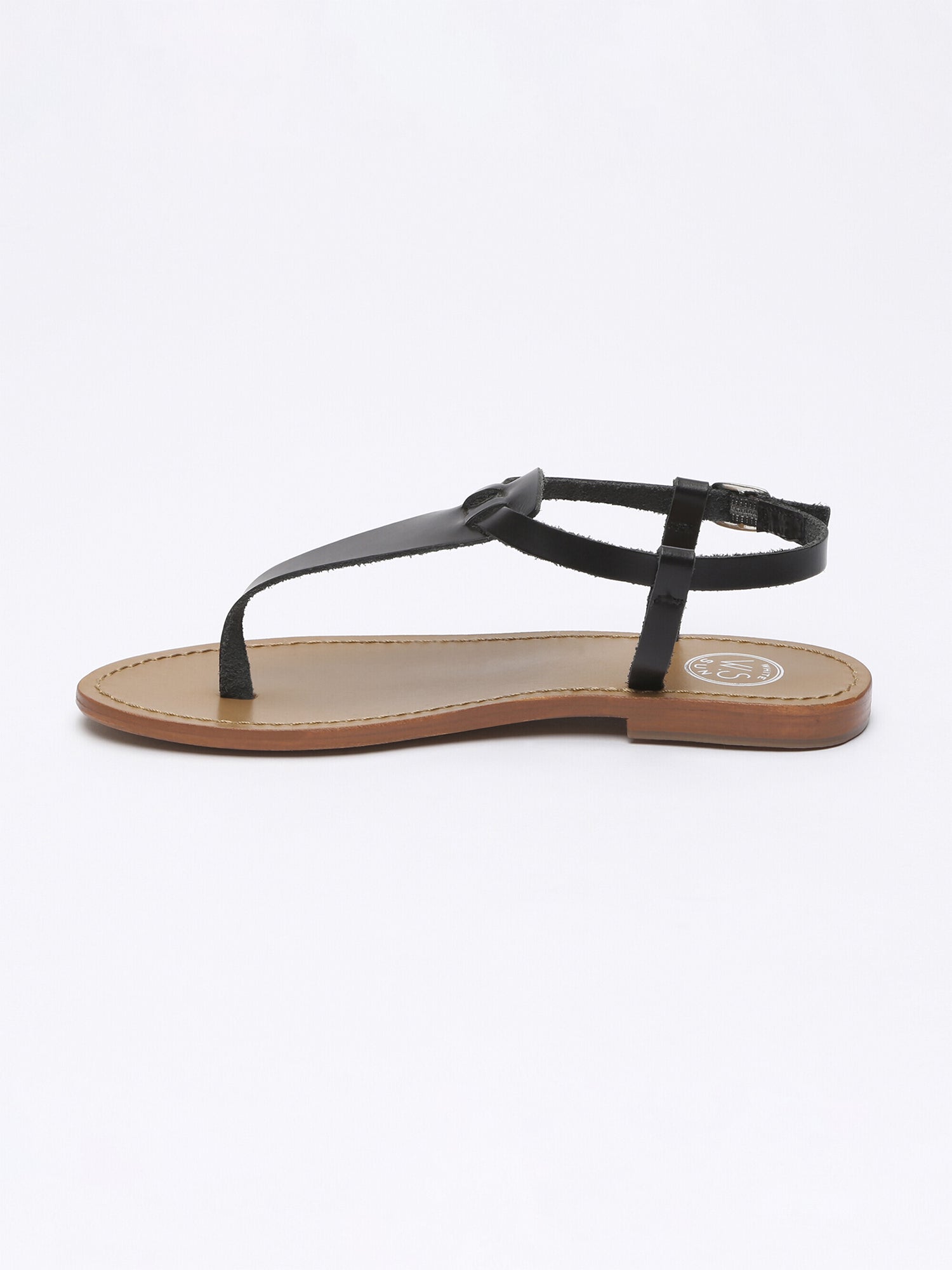 BULLA sandales entre doigt en cuir noir