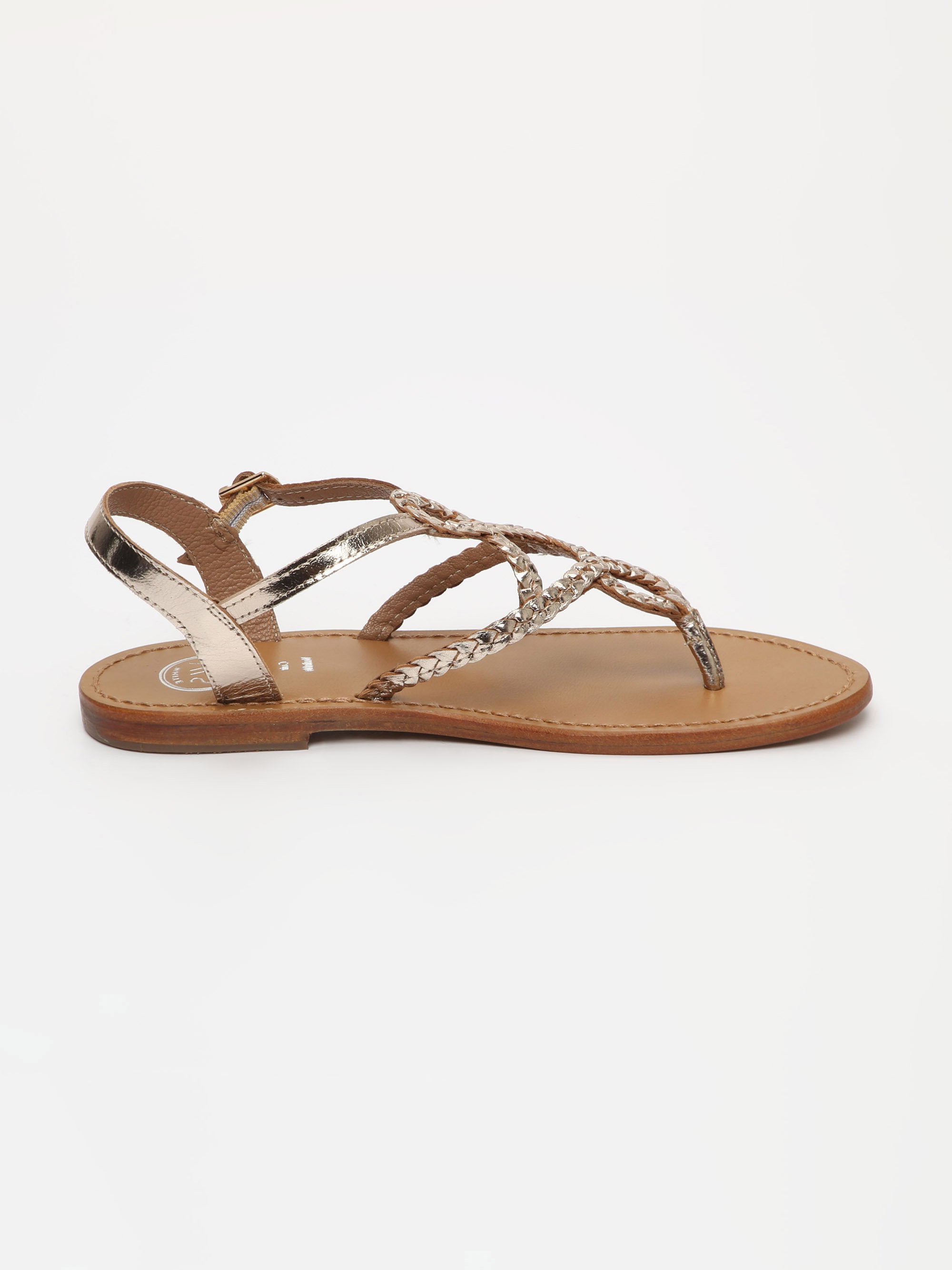 AREIA sandales entre doigt en cuir or