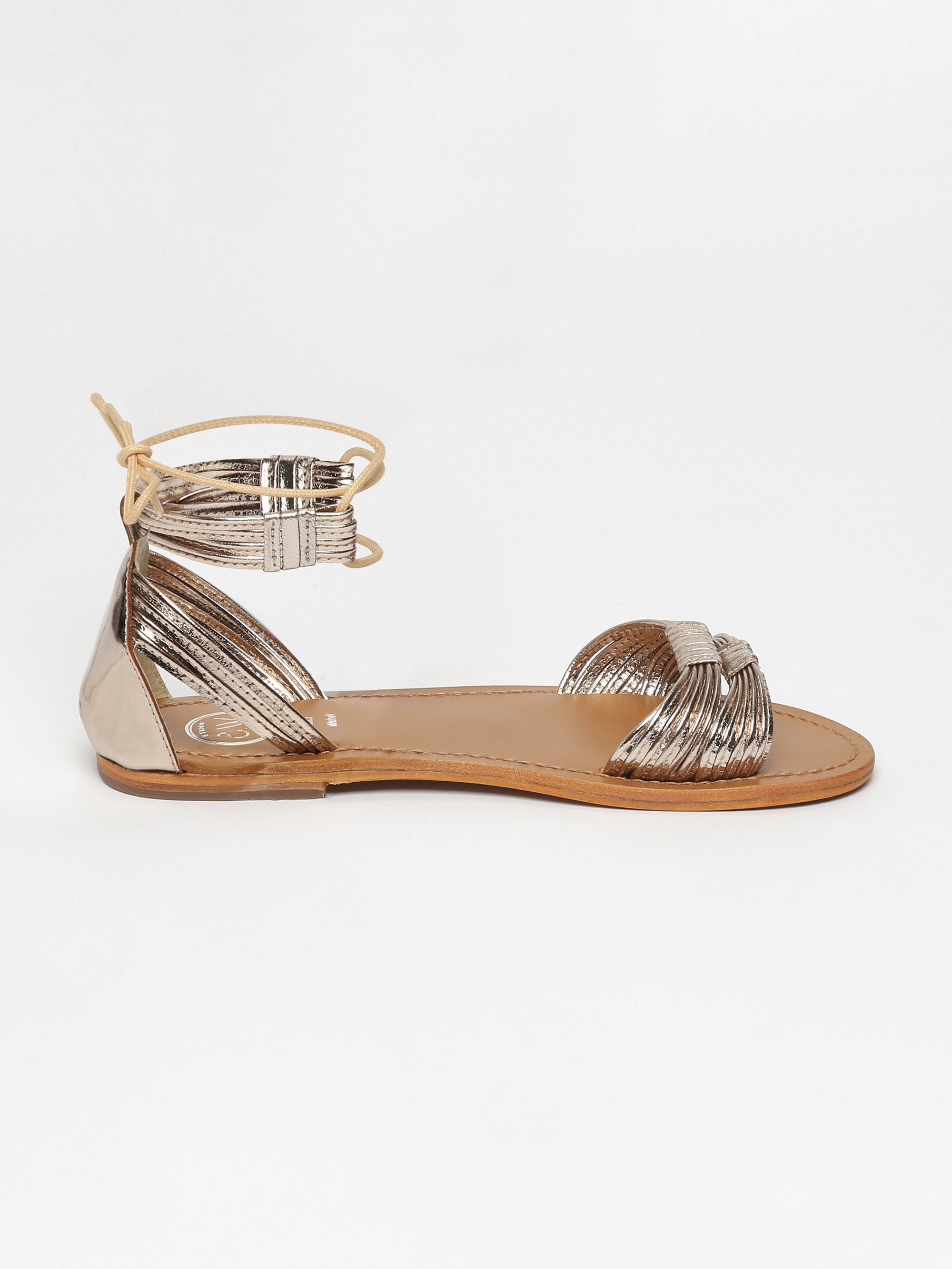 AITU sandales lacets en cuir or