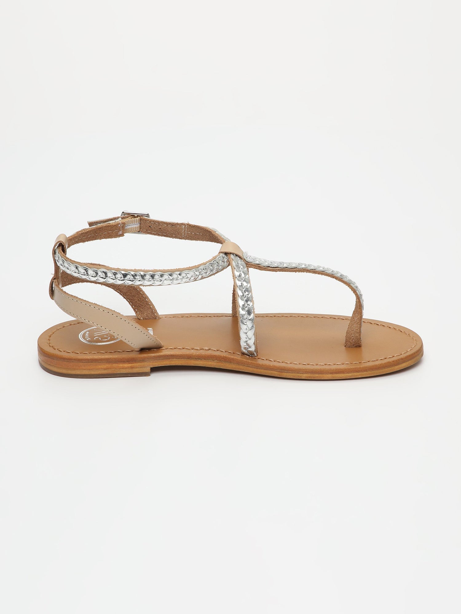 BUZIOS sandales en cuir nude et argent