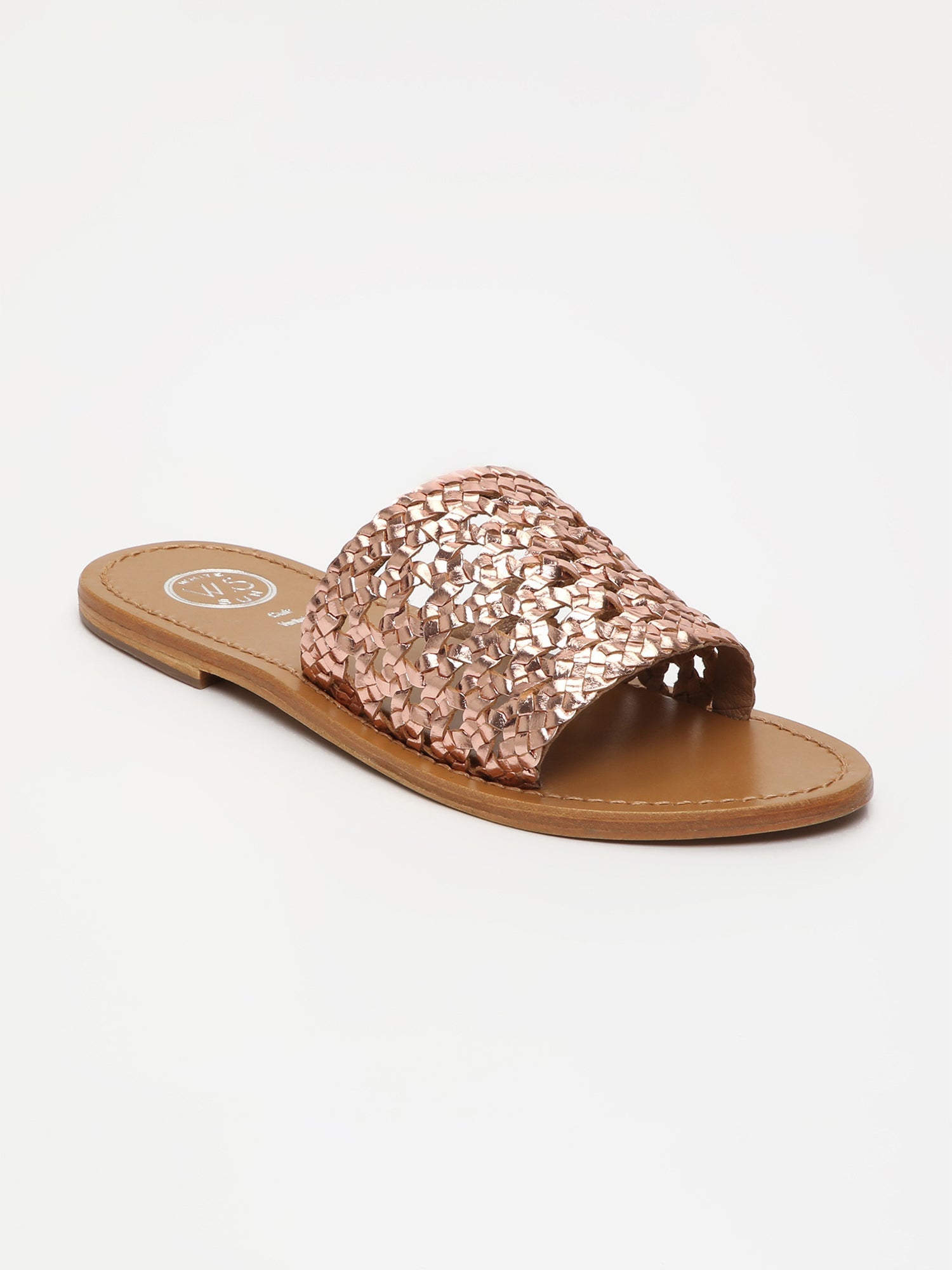 ALBORAYA mules tresse en cuir or rose