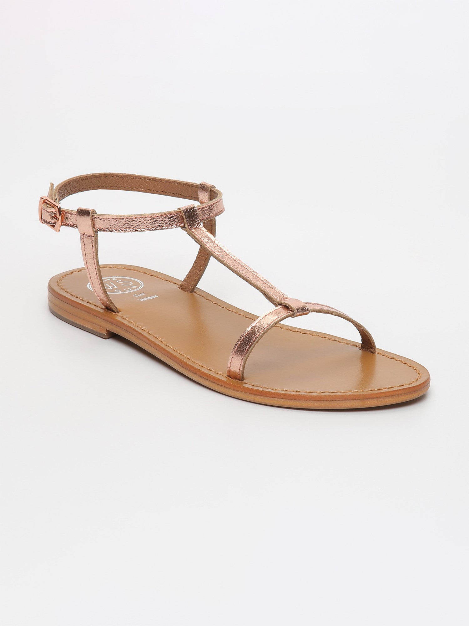 LAGORN sandales en cuir or rose