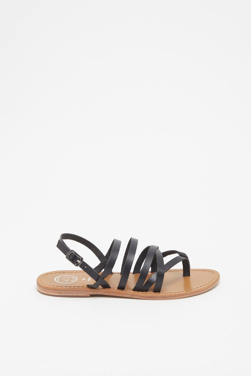 PAISTY sandales en cuir noir