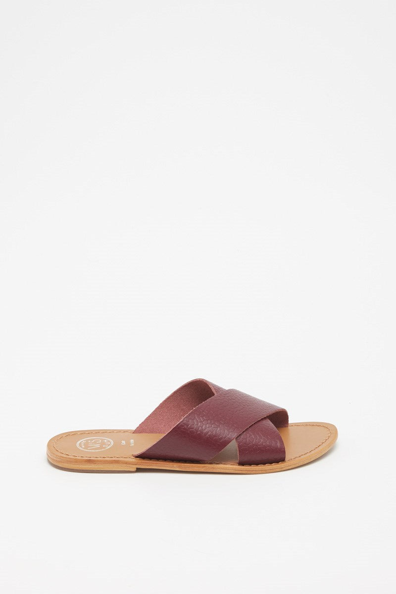 LANRUEN mules en cuir bordeaux