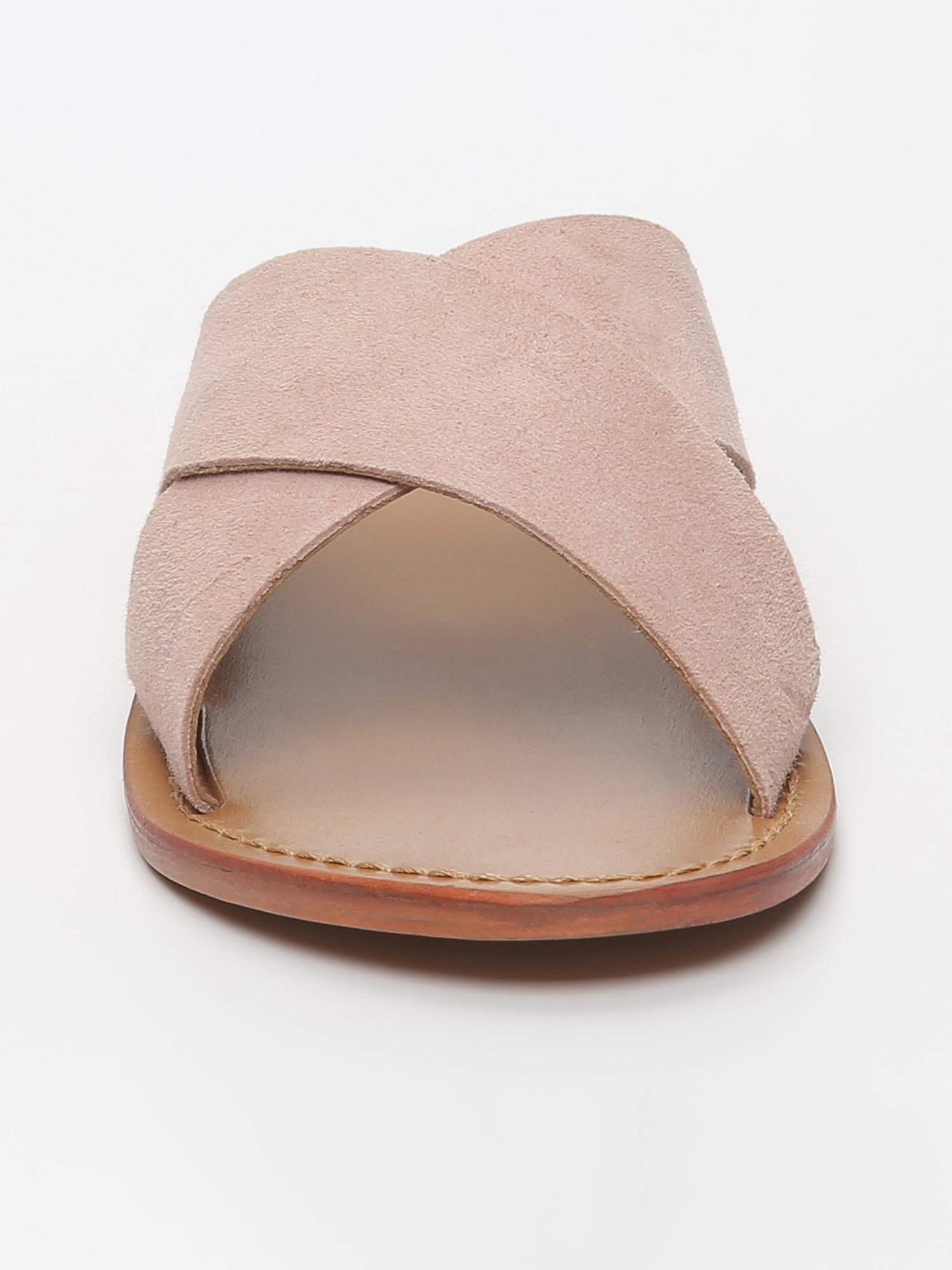 LANRUEN mules entre doigt en cuir vieux rose