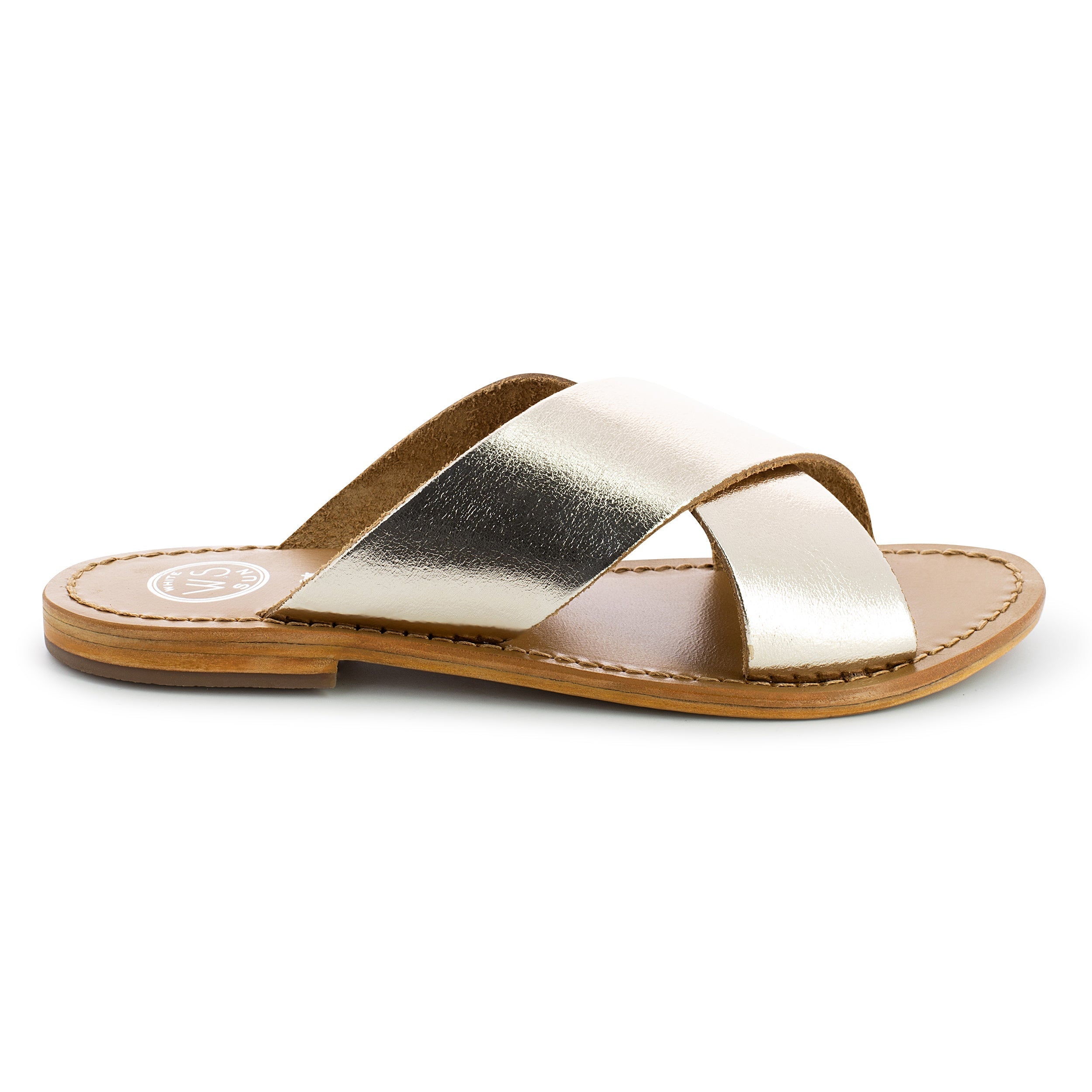 LANRUEN mules en cuir or