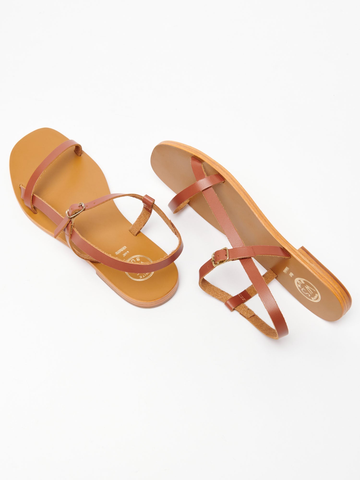 PUMO sandales en cuir camel