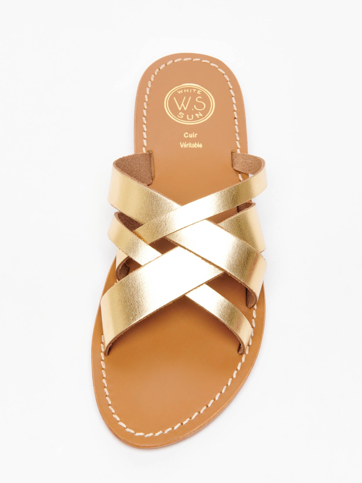 CLOT mules en cuir or foncé