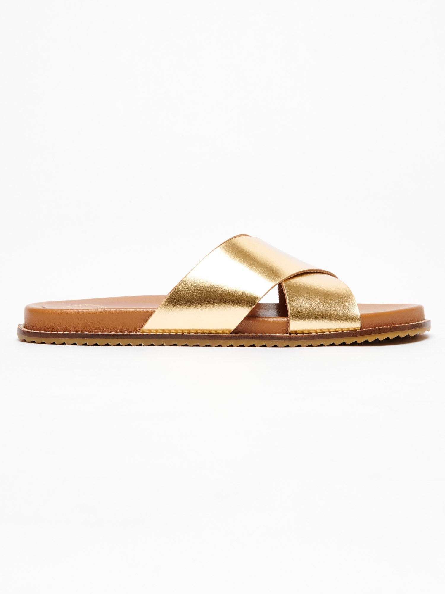 LOUTSIAN mules en cuir or foncé