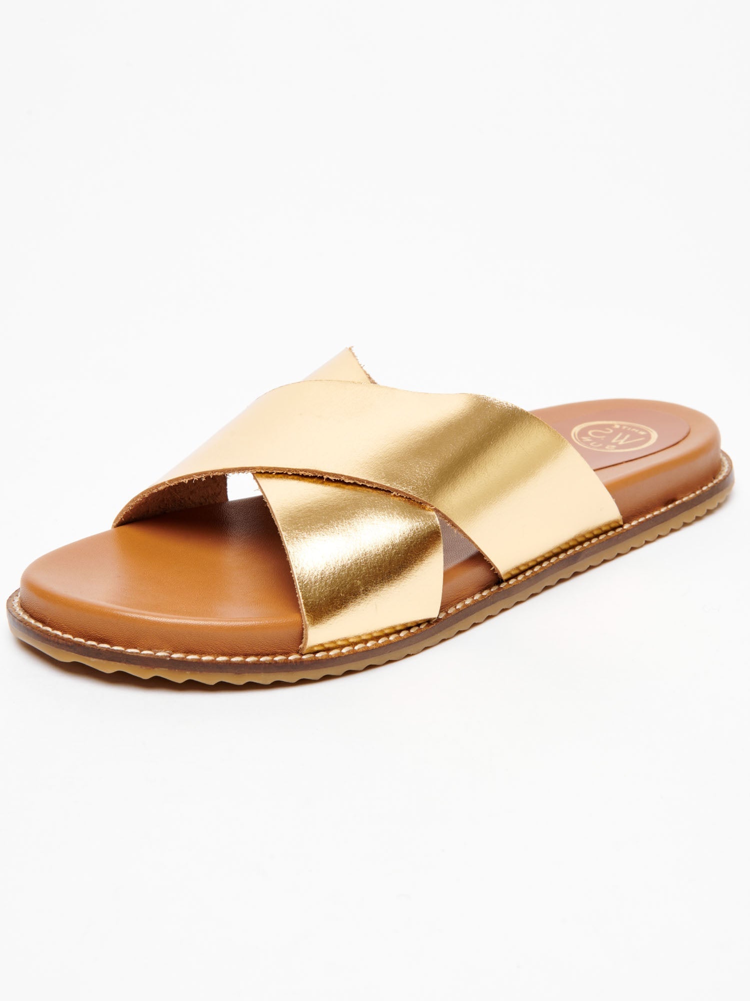 LOUTSIAN mules en cuir or foncé