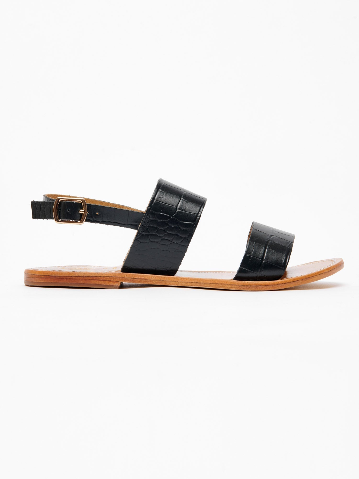 DILETTA sandales en cuir croco noir