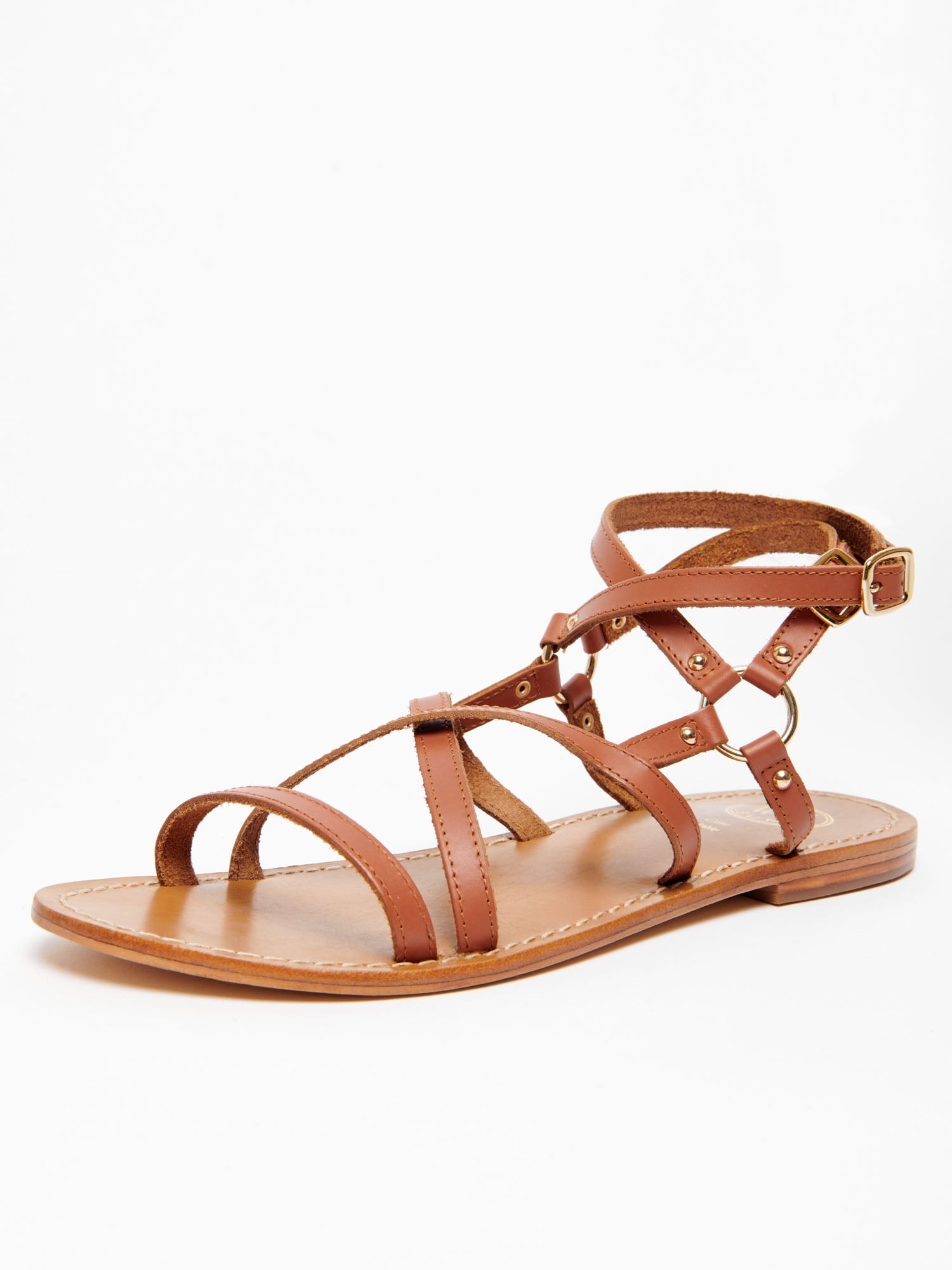 CLAUDINA sandales spartiates en cuir camel