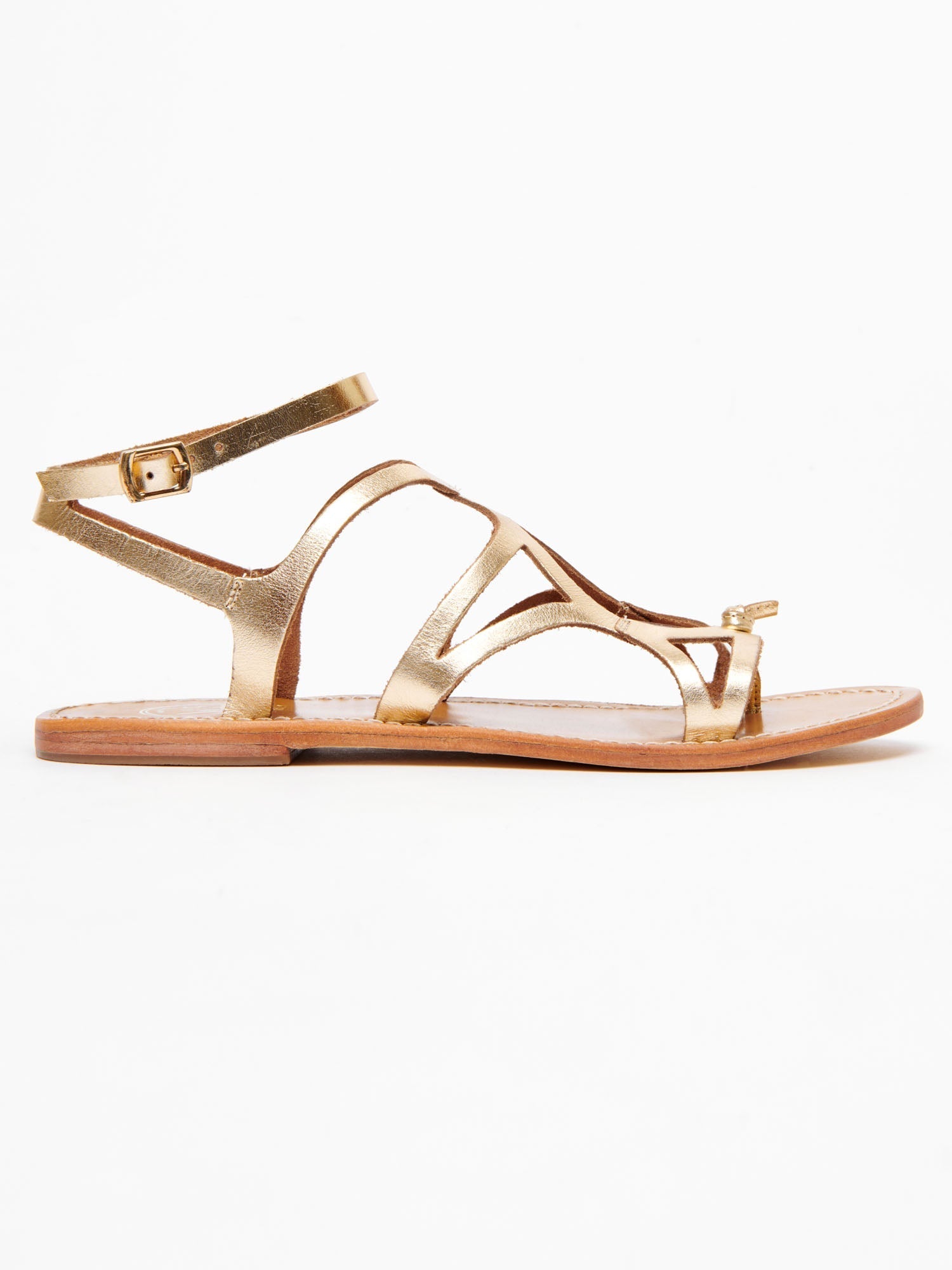 SOBRAL sandales spartiates entre doigt en cuir or foncé