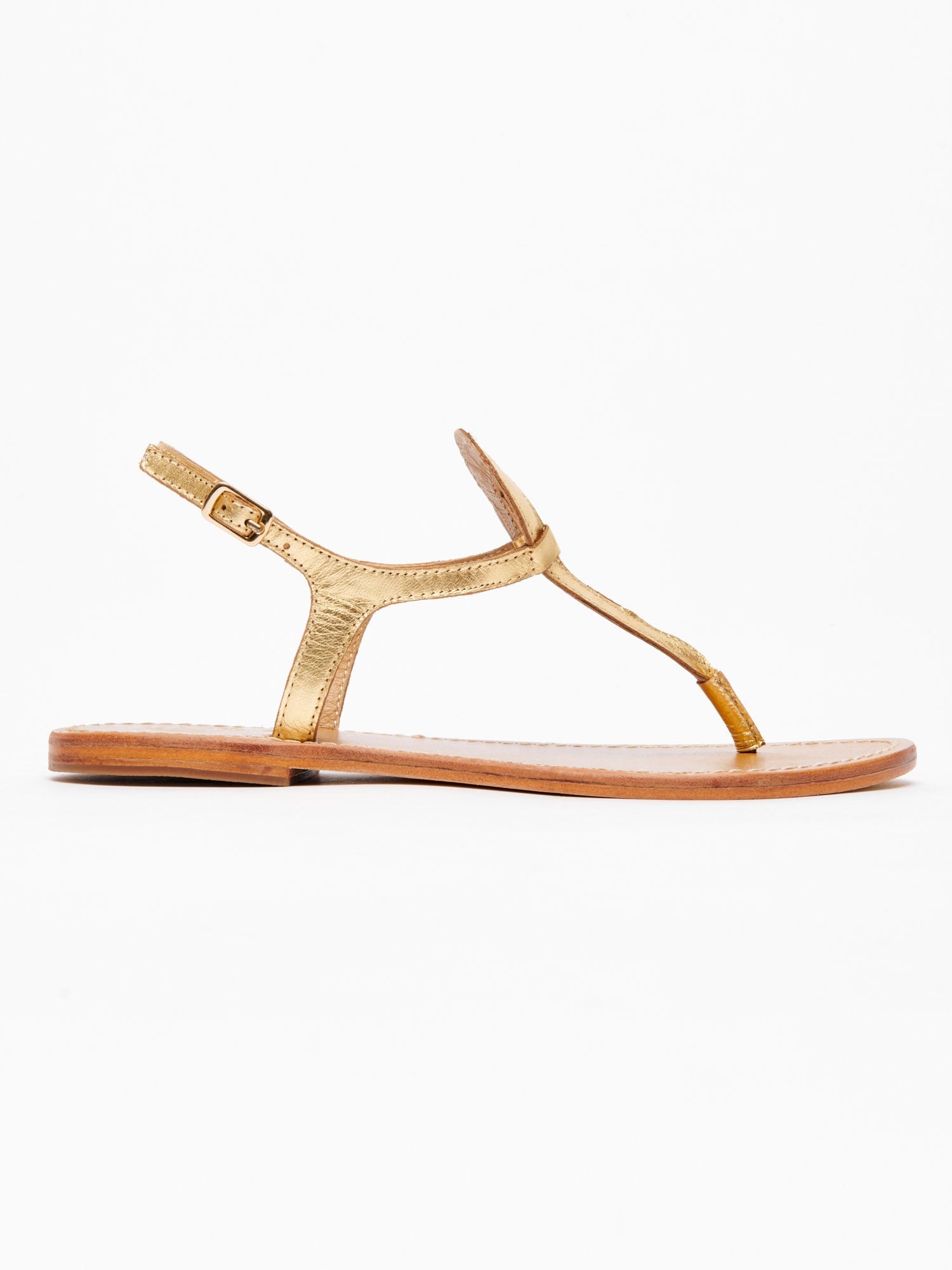 VARDE sandales entre doigt en cuir or foncé