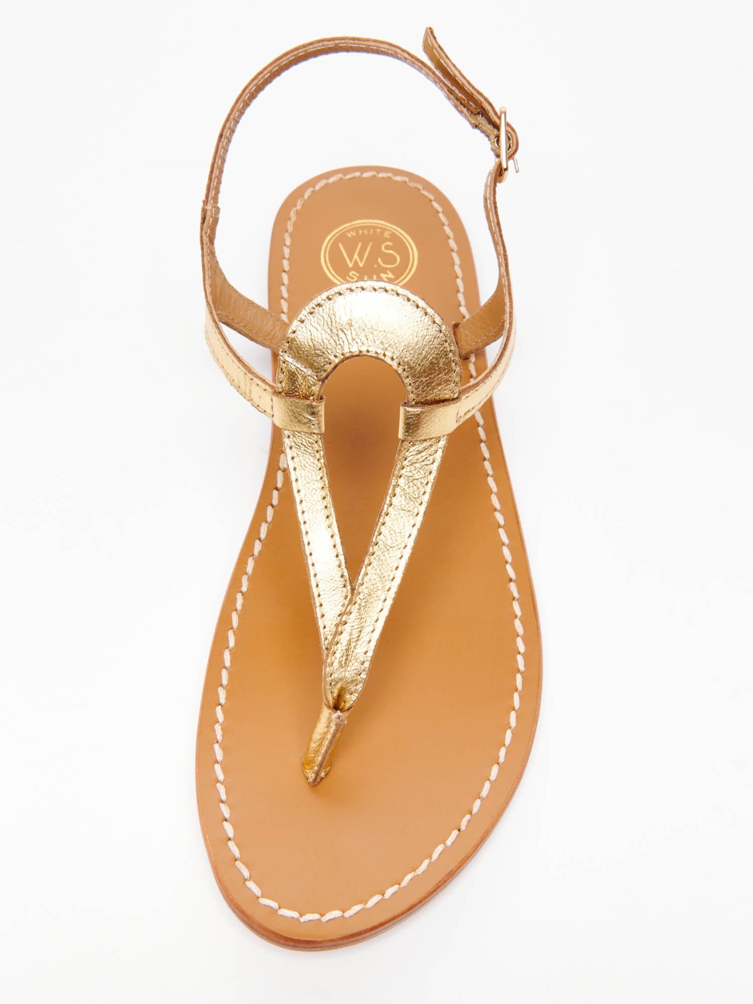 VARDE sandales entre doigt en cuir or foncé