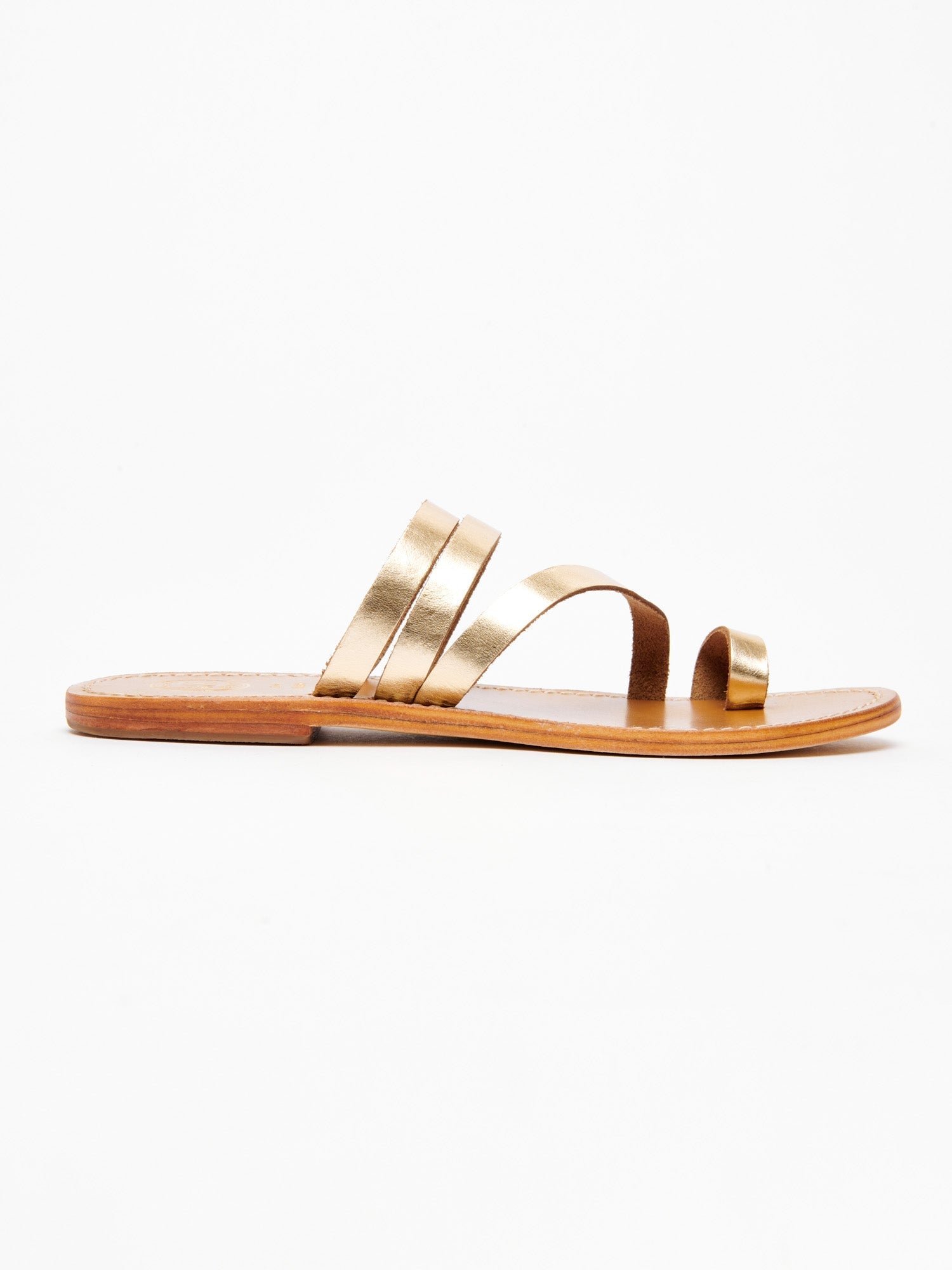 VIAGEM mules entre doigt en cuir or foncé