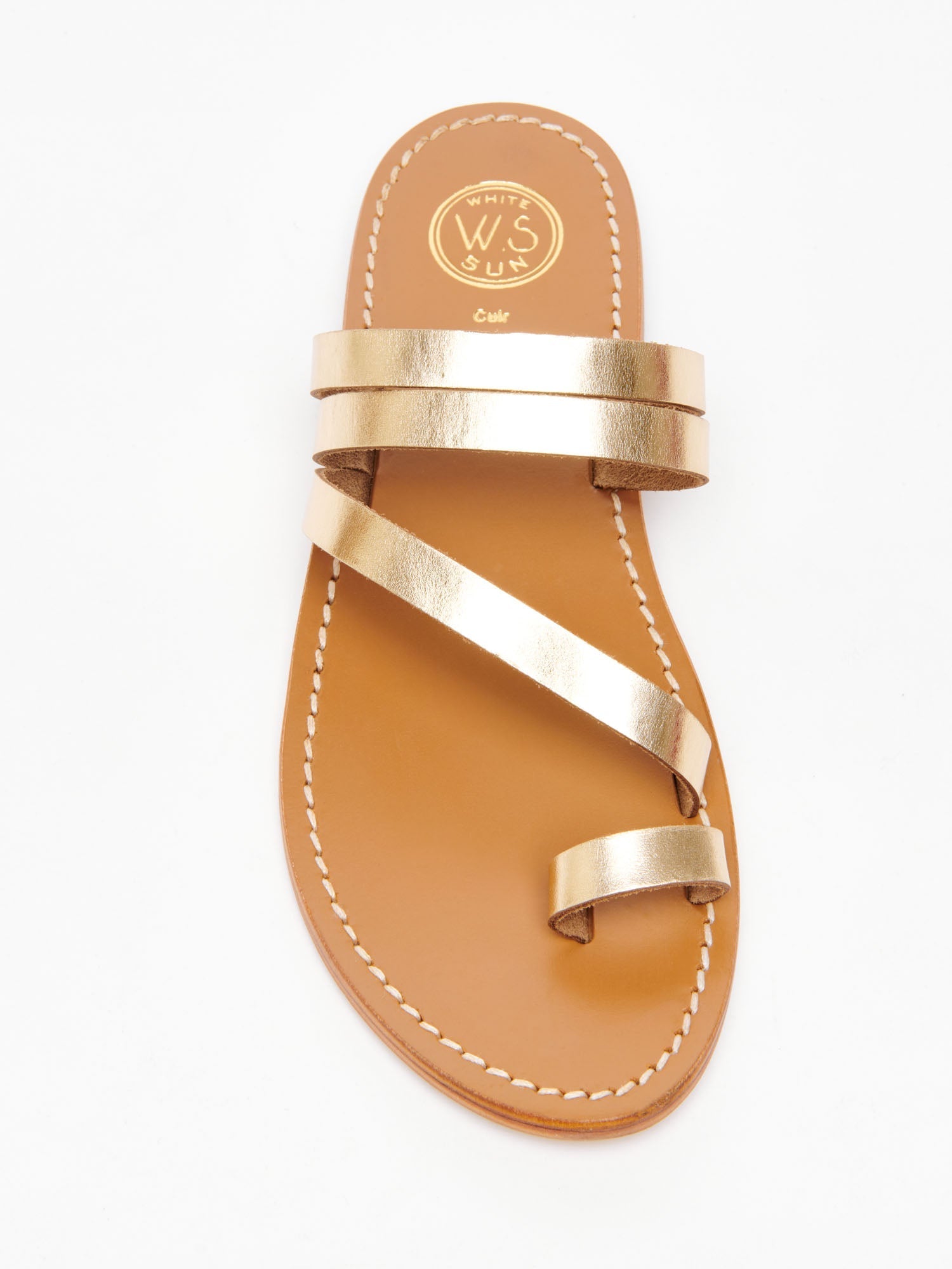 VIAGEM mules entre doigt en cuir or foncé