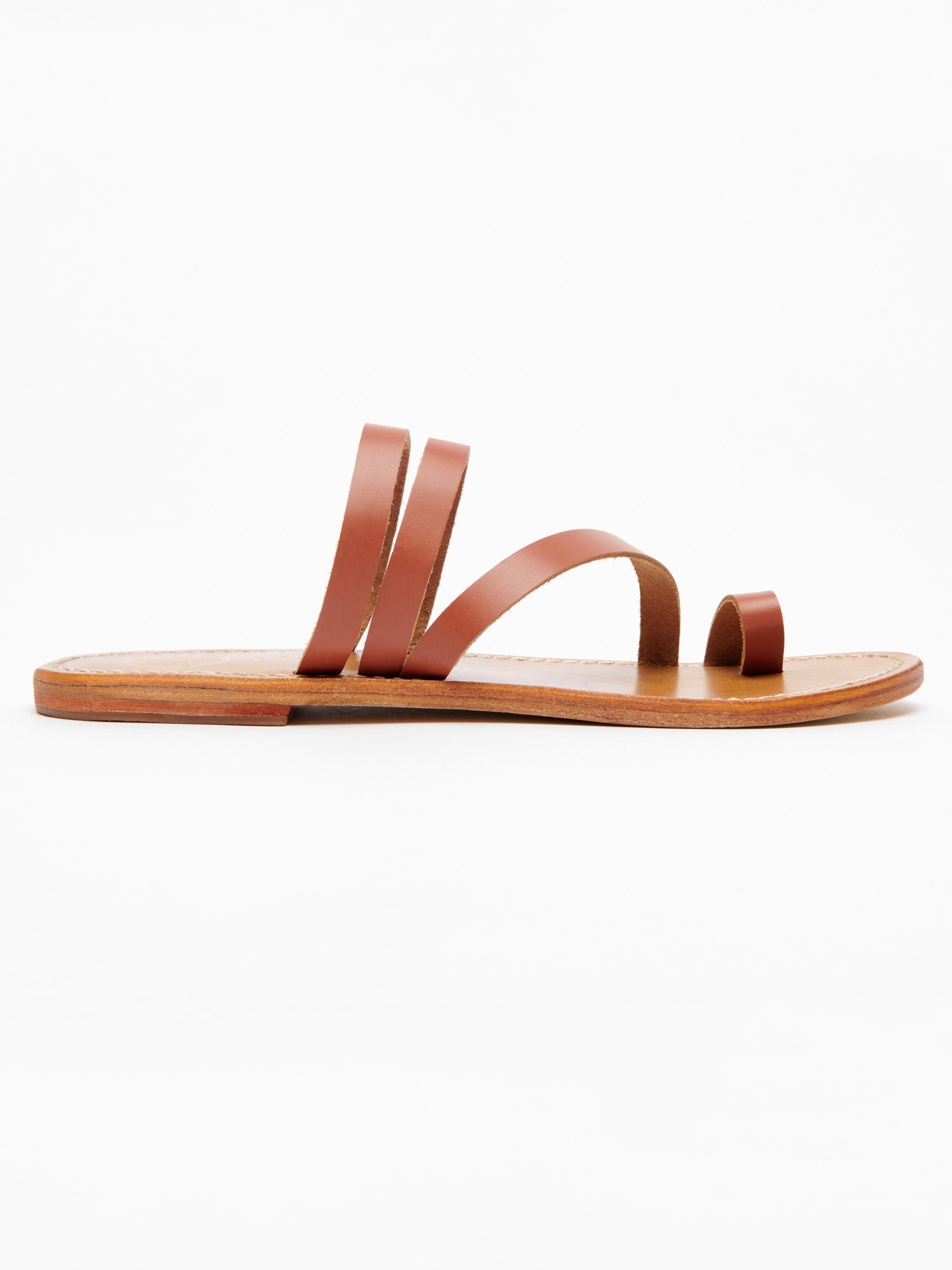 VIAGEM mules entre doigt en cuir camel