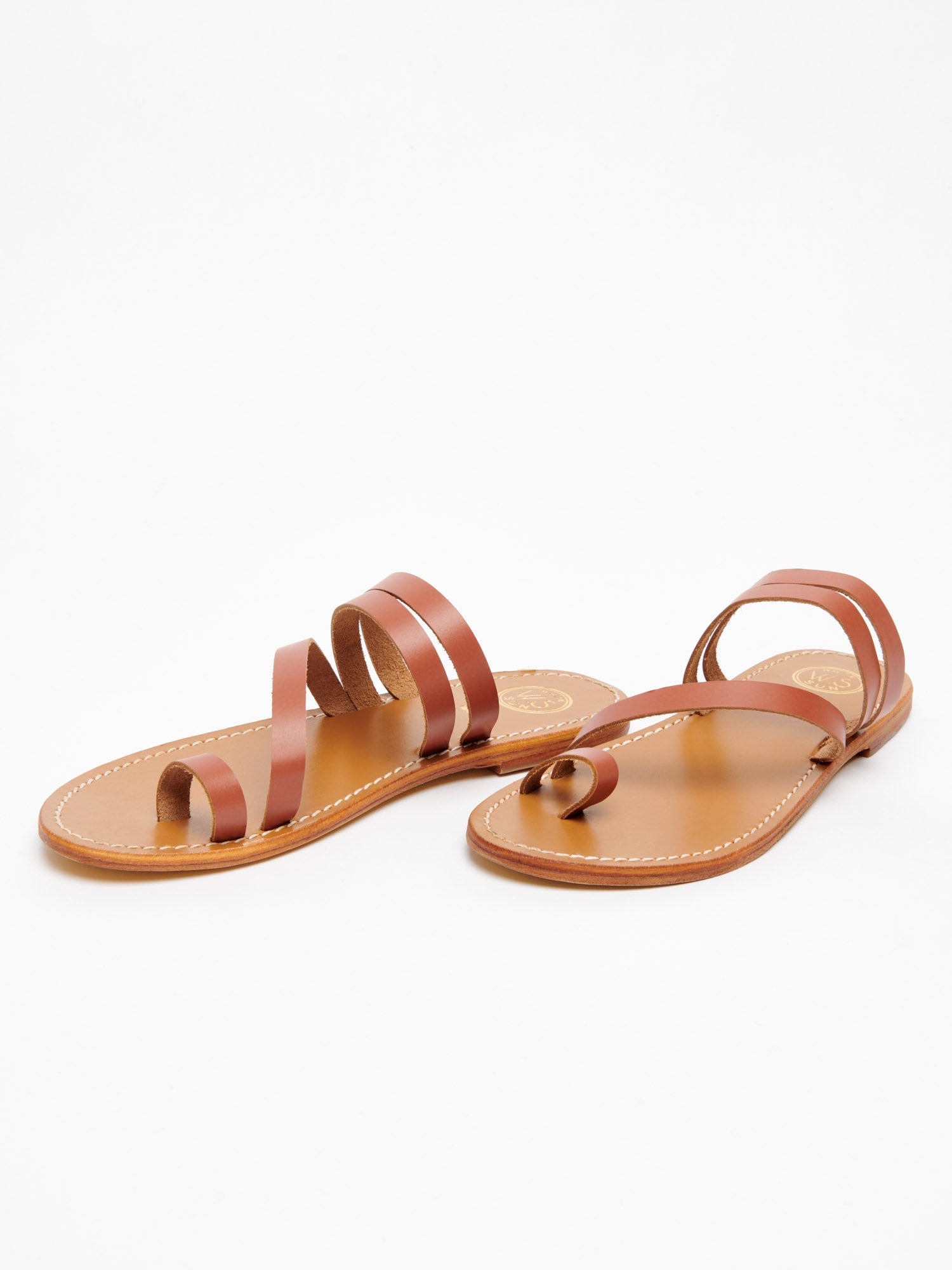 VIAGEM mules entre doigt en cuir camel