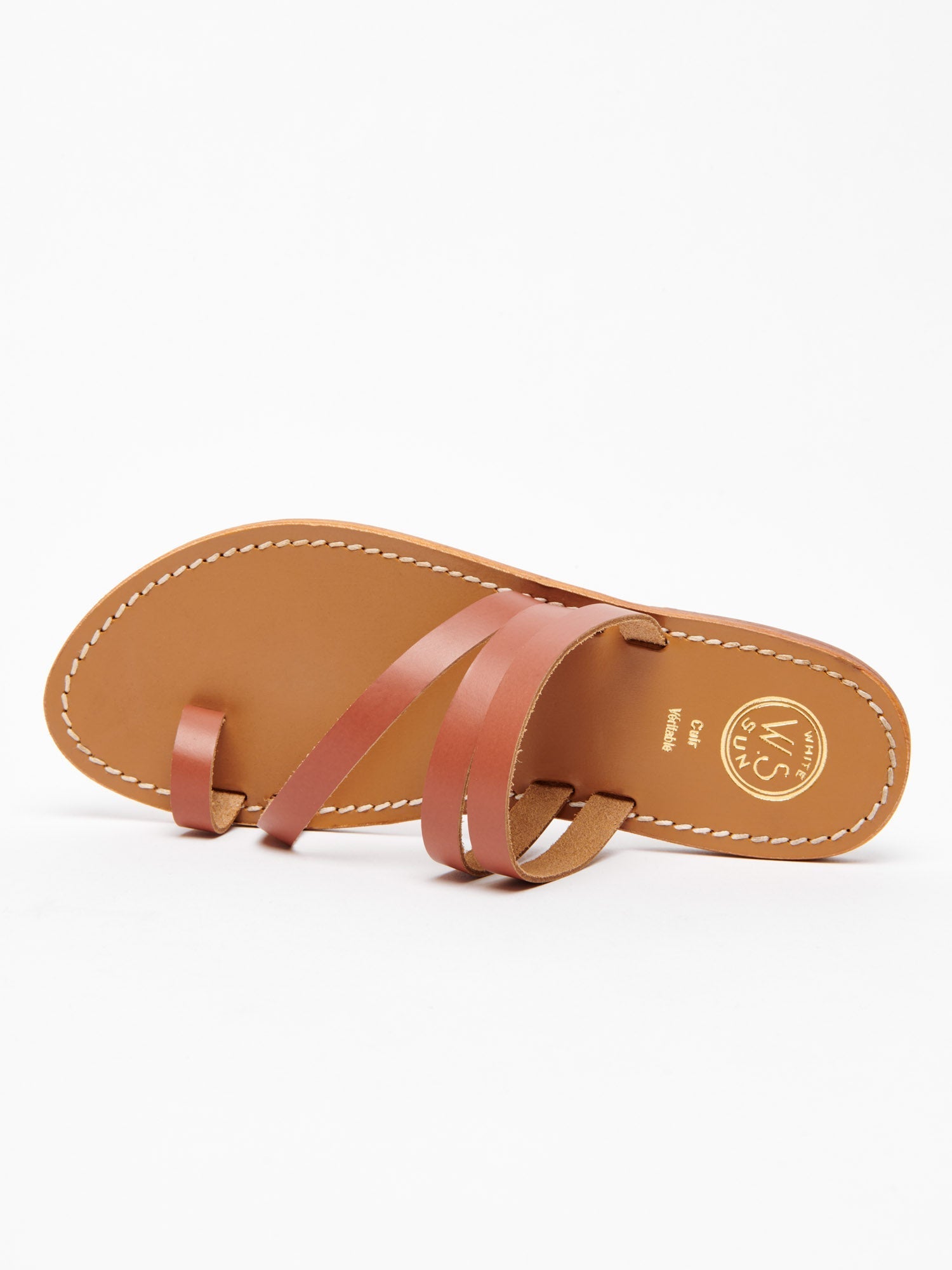 VIAGEM mules entre doigt en cuir camel