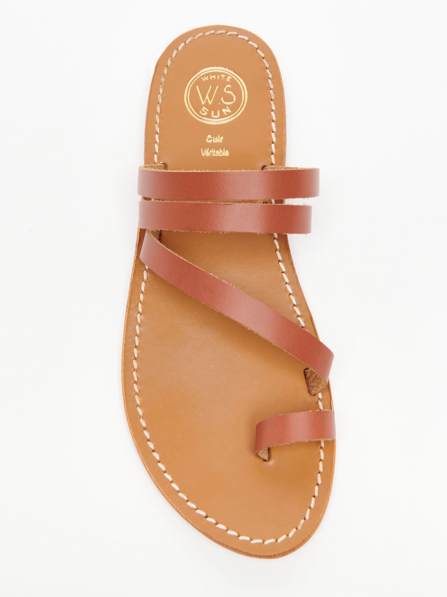 VIAGEM mules entre doigt en cuir camel