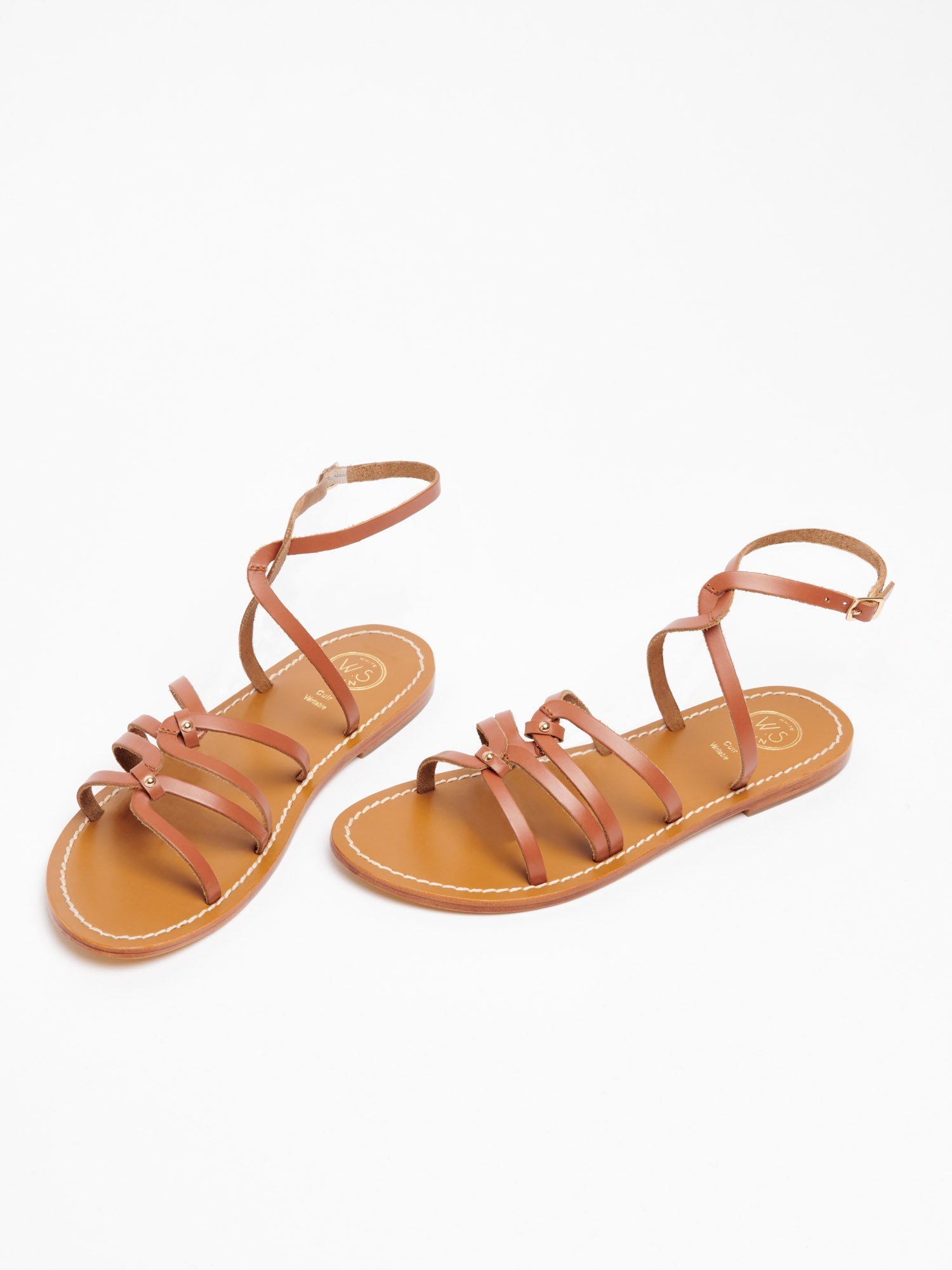 VIKY sandales spartiates en cuir camel
