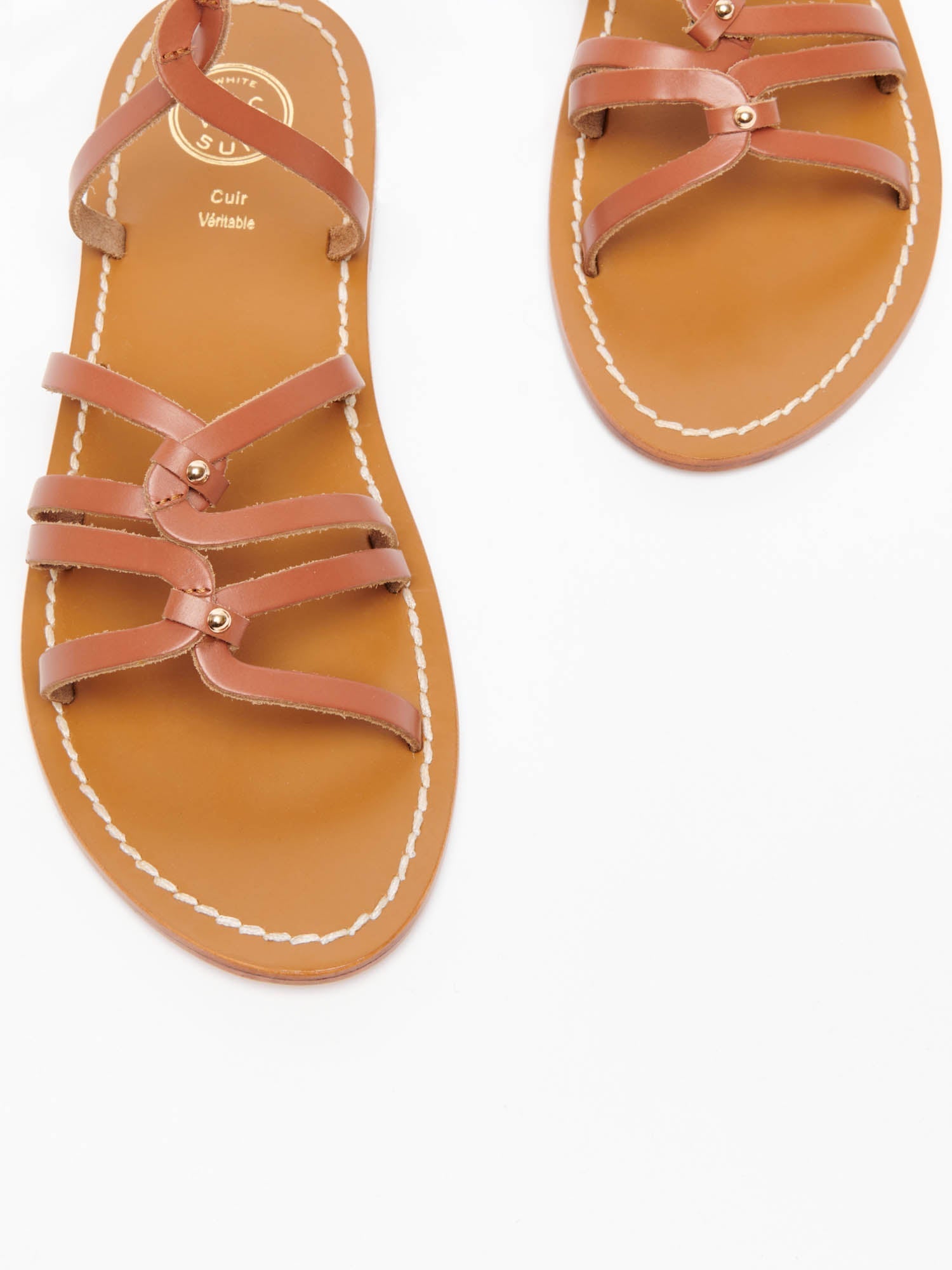 VIKY sandales spartiates en cuir camel