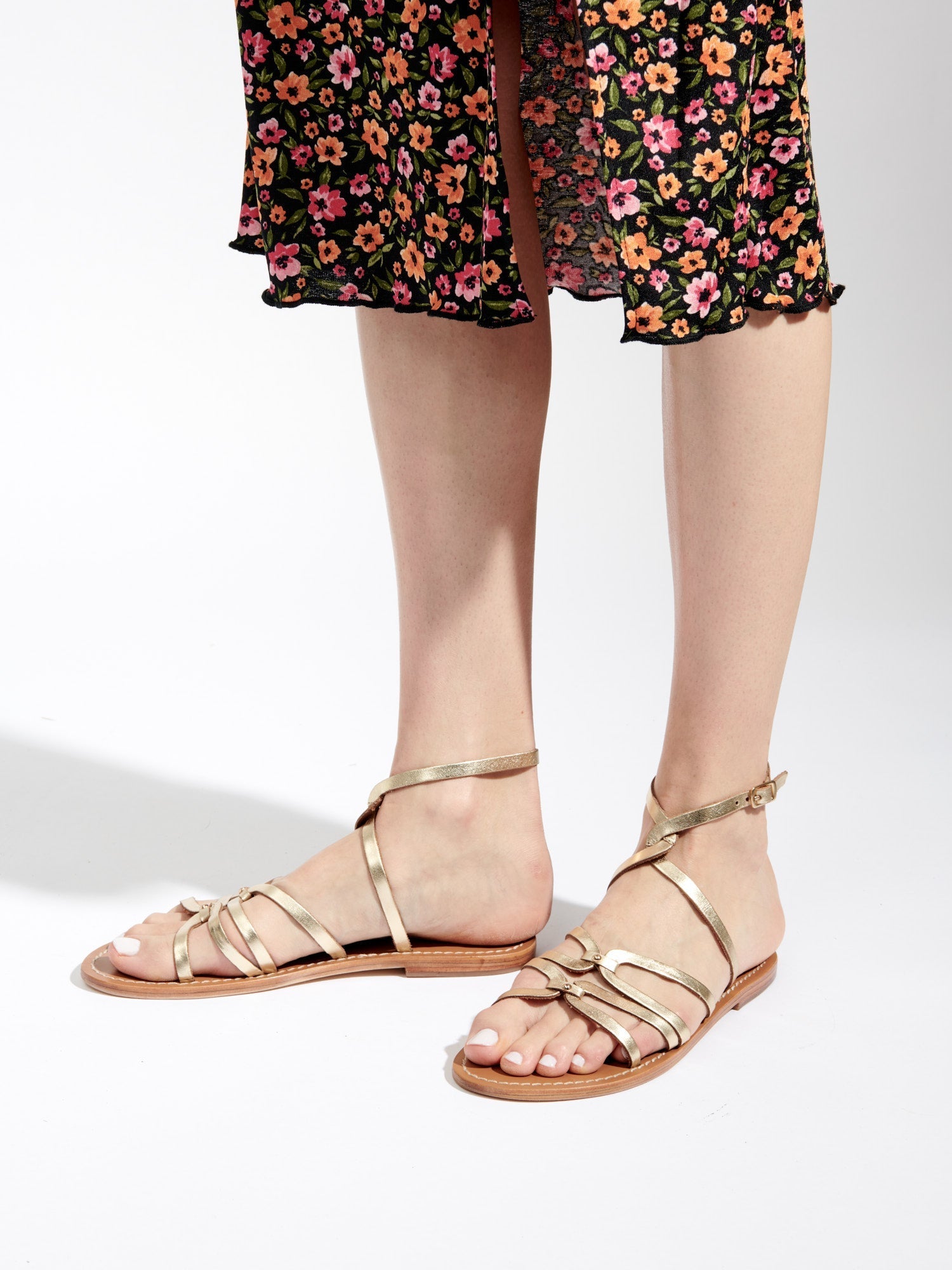 VIKY sandales en cuir or foncé
