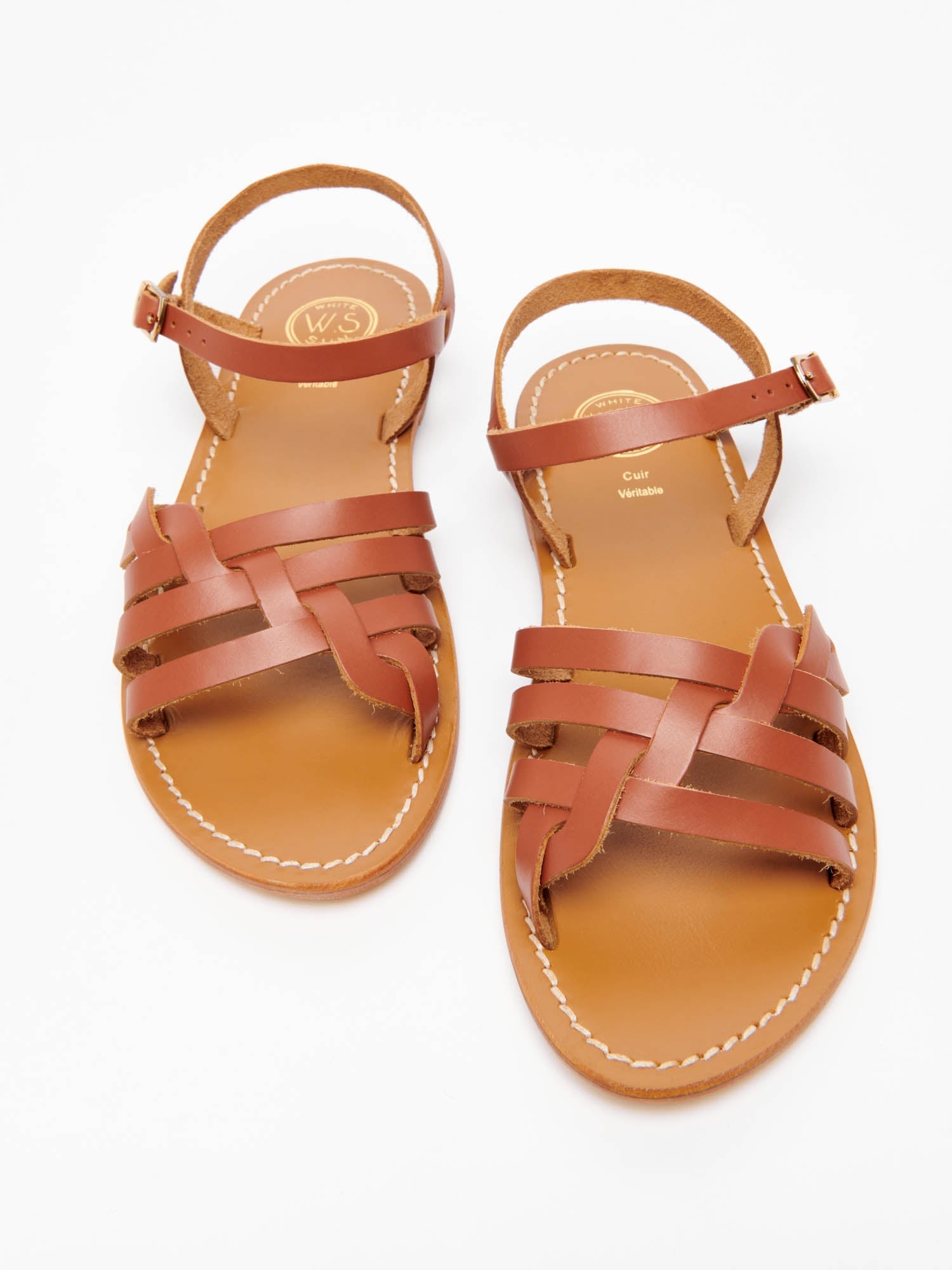 RUBRA sandales en cuir camel