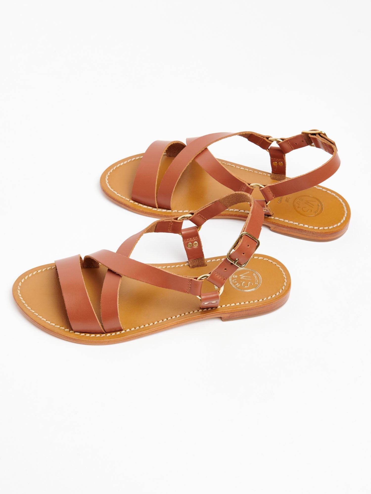 SATHYNE sandales en cuir camel
