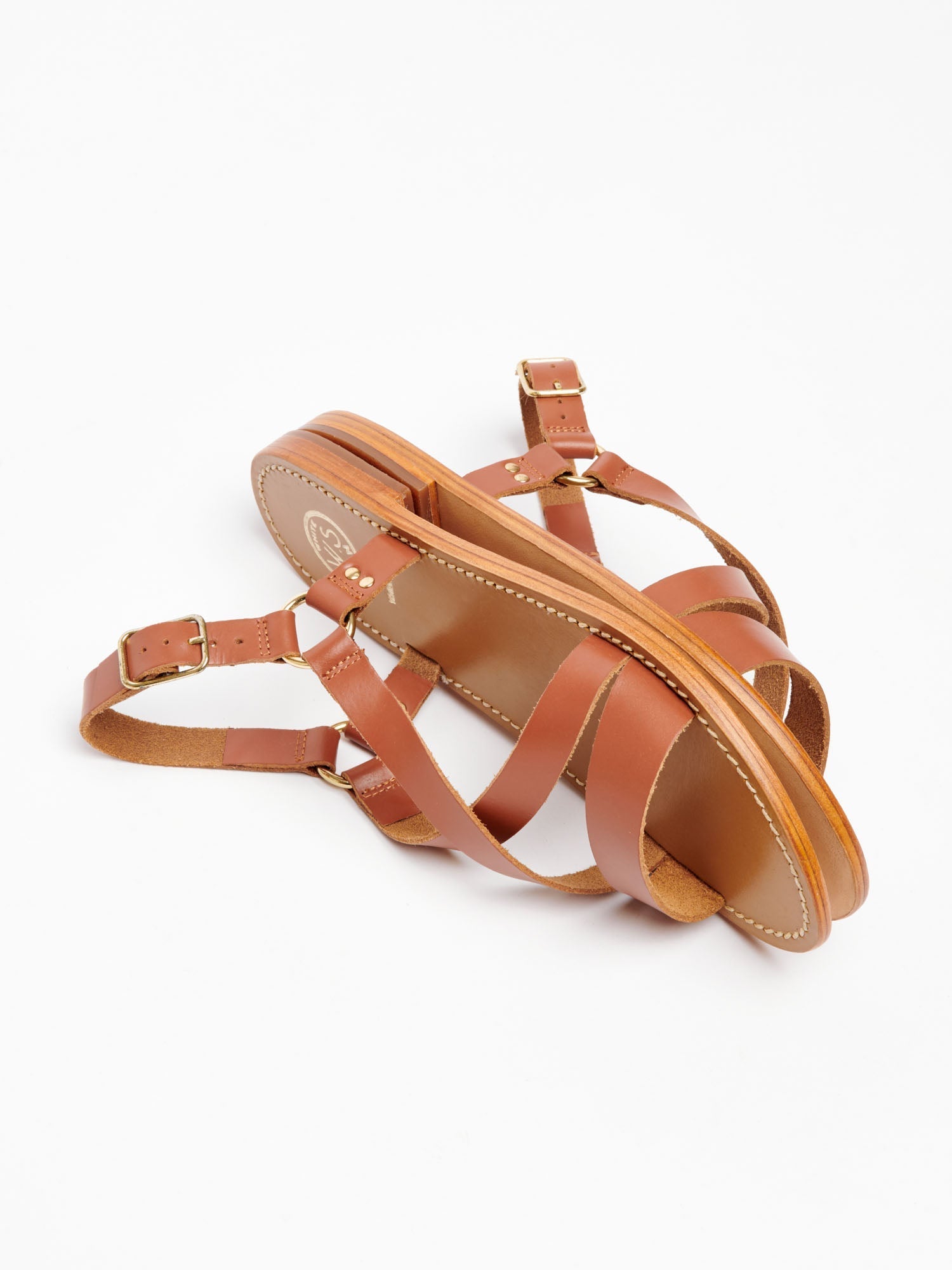 SATHYNE sandales en cuir camel