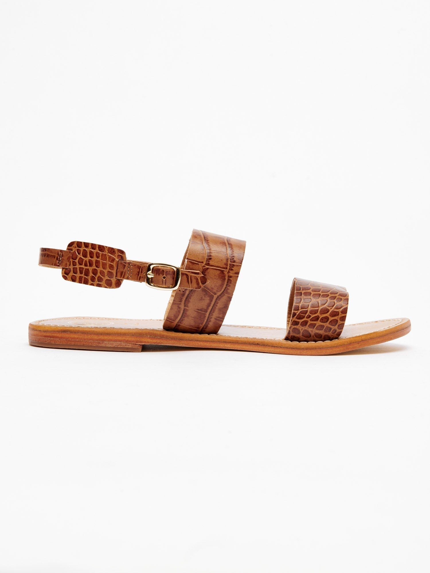 SAWAN sandales bracelet de cheville en cuir croco brun