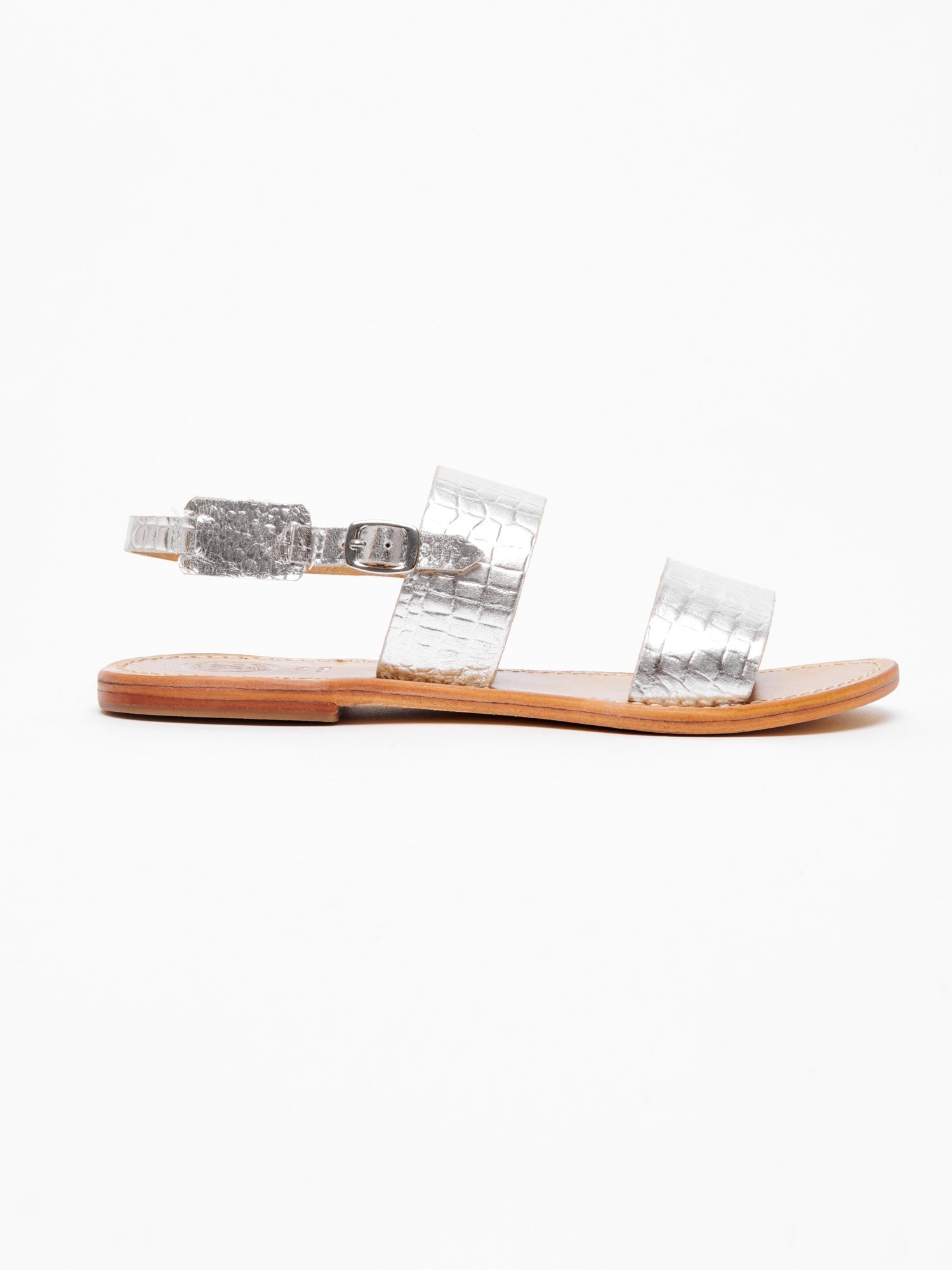 SAWAN sandales en cuir croco argent