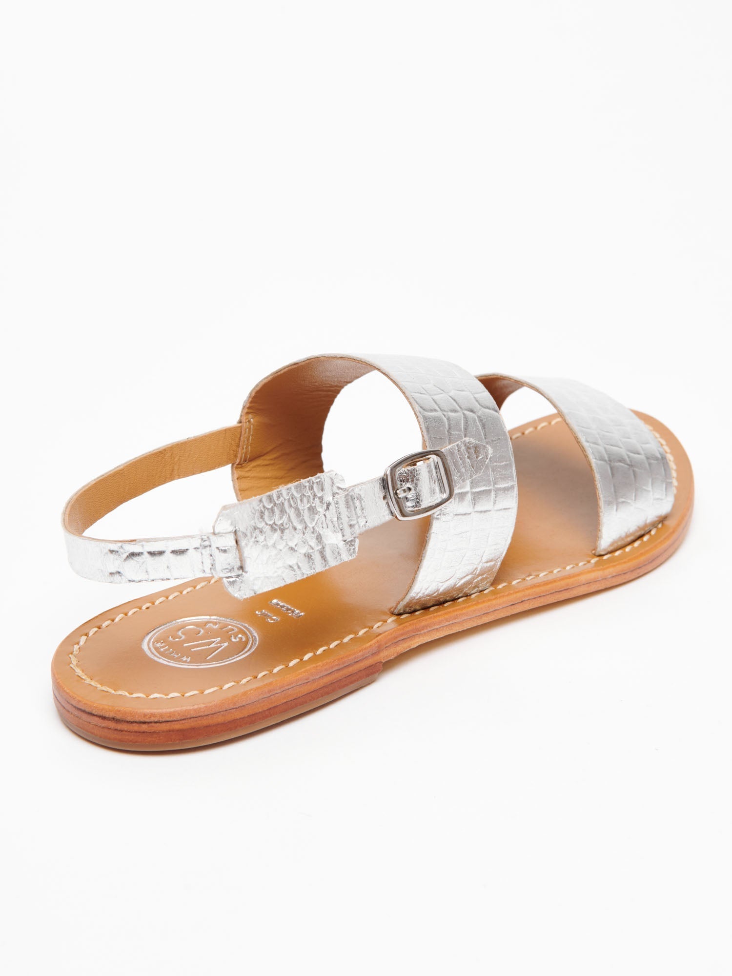 SAWAN sandales en cuir croco argent
