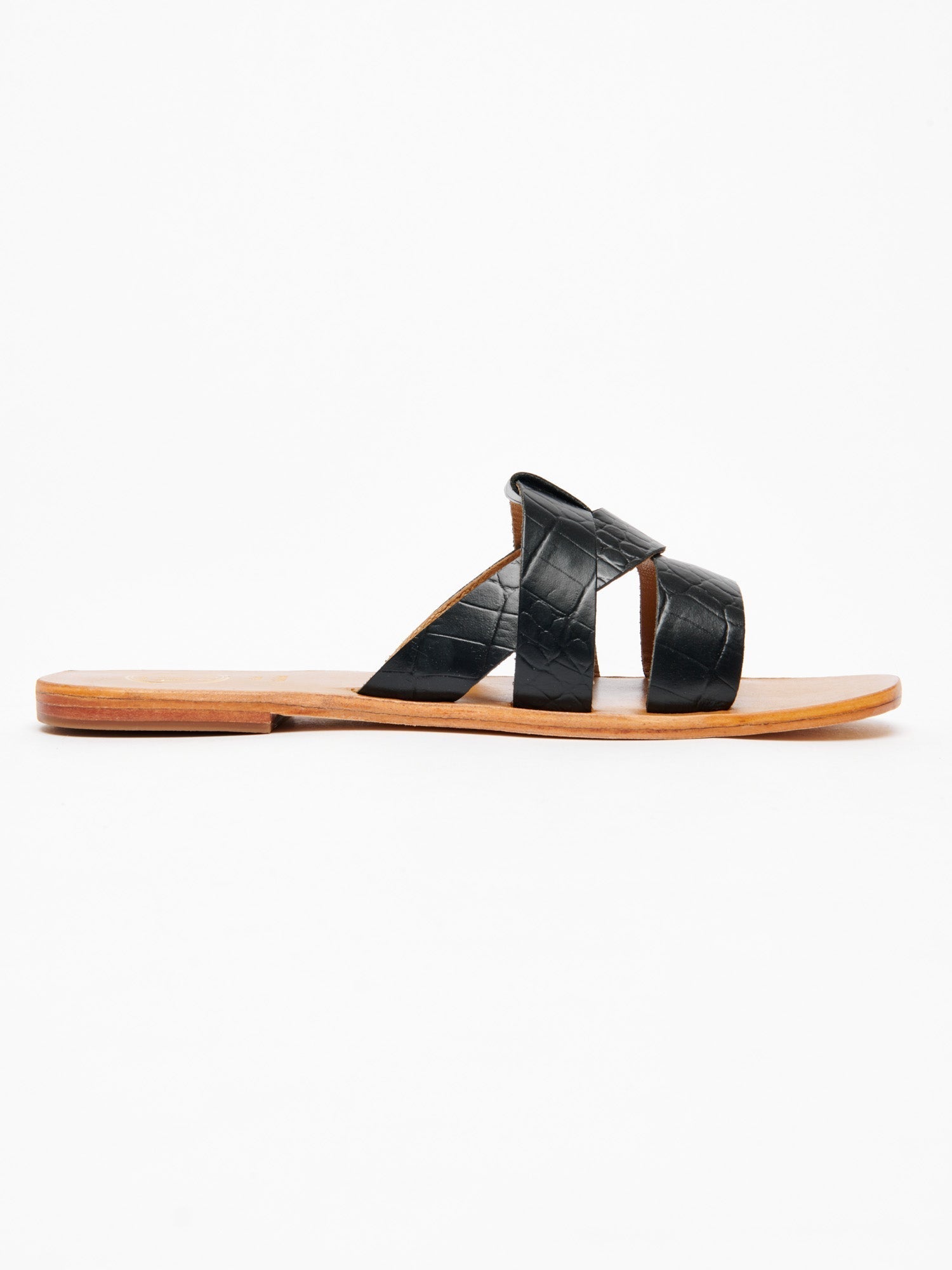 NOHAM mules en cuir croco noir